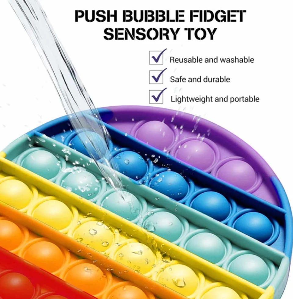 Nuyoah Push-Pop Pop Bubble sensoryczna zabawka sensoryczna Fidget Toy 3 sztuki, redukuje stres i lęk, specjalne potrzeby, łagodzenie lęku