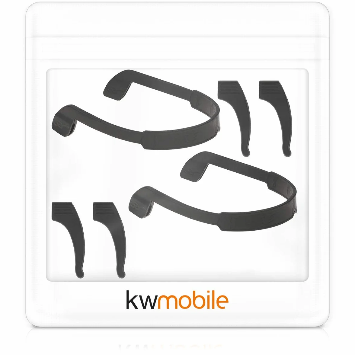 kwmobile Antypoślizgowy uchwyt i pasek na okulary zestaw – 4 x silikonowe haczyki na ucho w rozmiarze L i 2 x pasek do okularów, kolor czarny