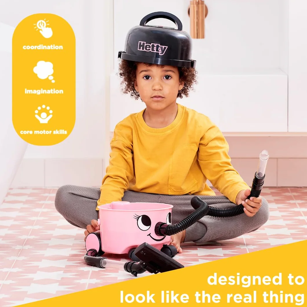 Casdon Hetty Vacuum Cleaner, Pink Toy Vacuum Cleaner For Children Aged 3+, Looks And Works Just Like The Real Thing!