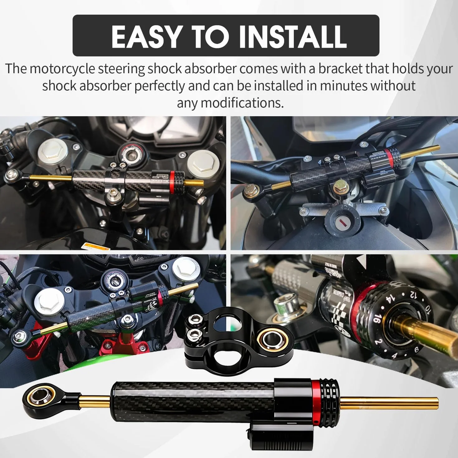 JFG RACING 10" Uniwersalny stabilizator kierownicy motocykla