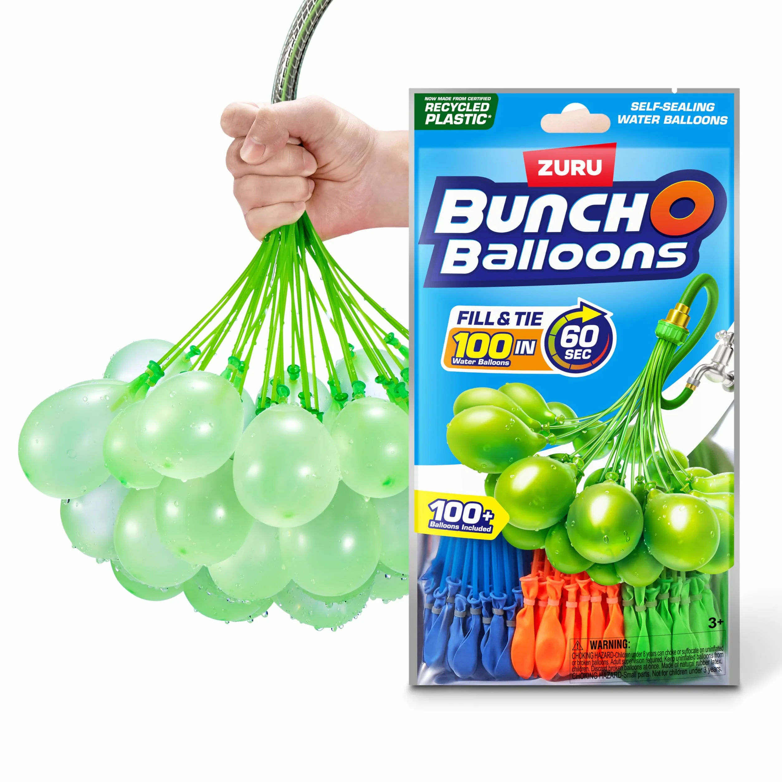 Balony Zuru Bunch O (kolor może się różnić, 3 pęczki, 100 samogwintujących, balonów do szybkiego napełniania), 1 opakowanie