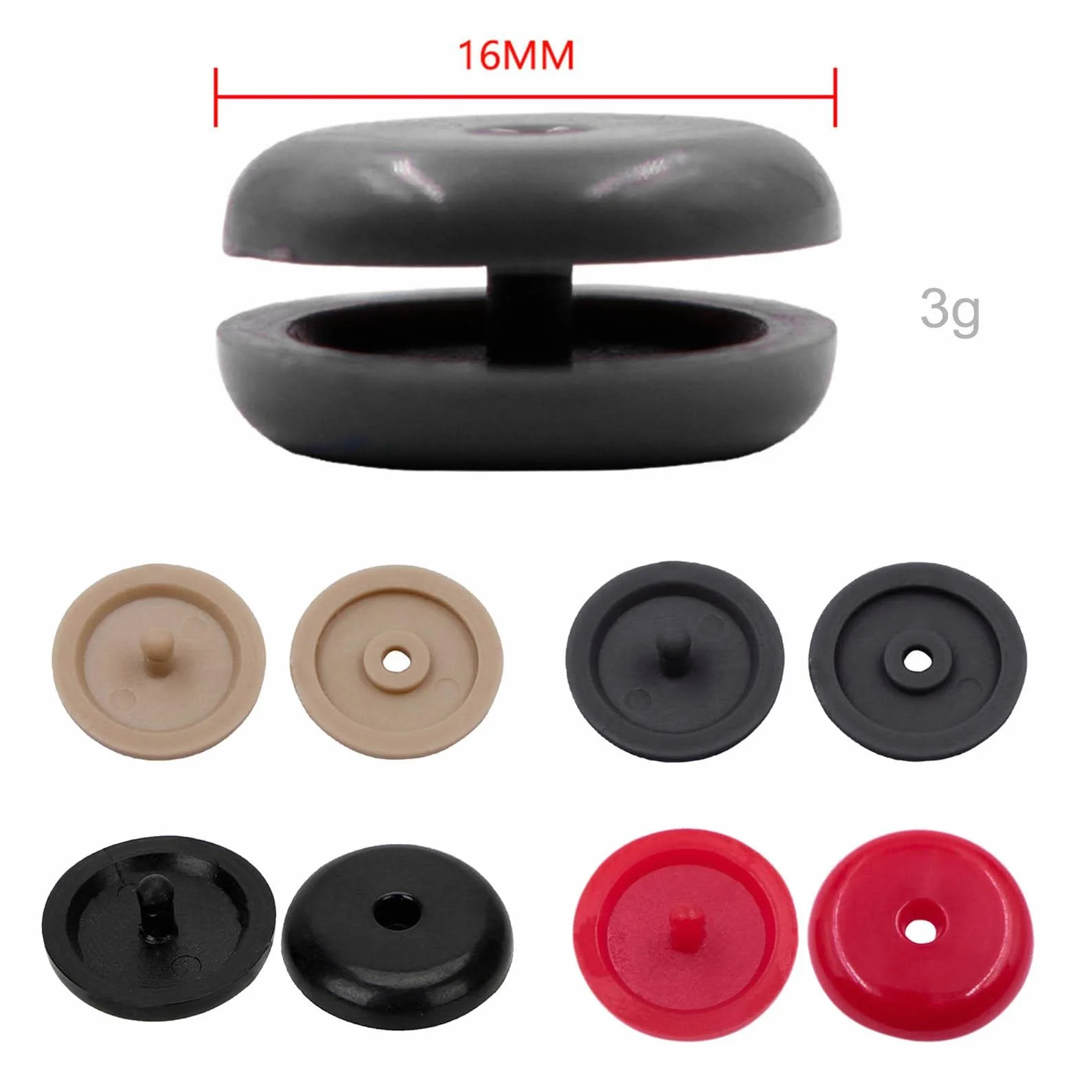 Przyciski zatrzymujące pas bezpieczeństwa beżowe 16 mm