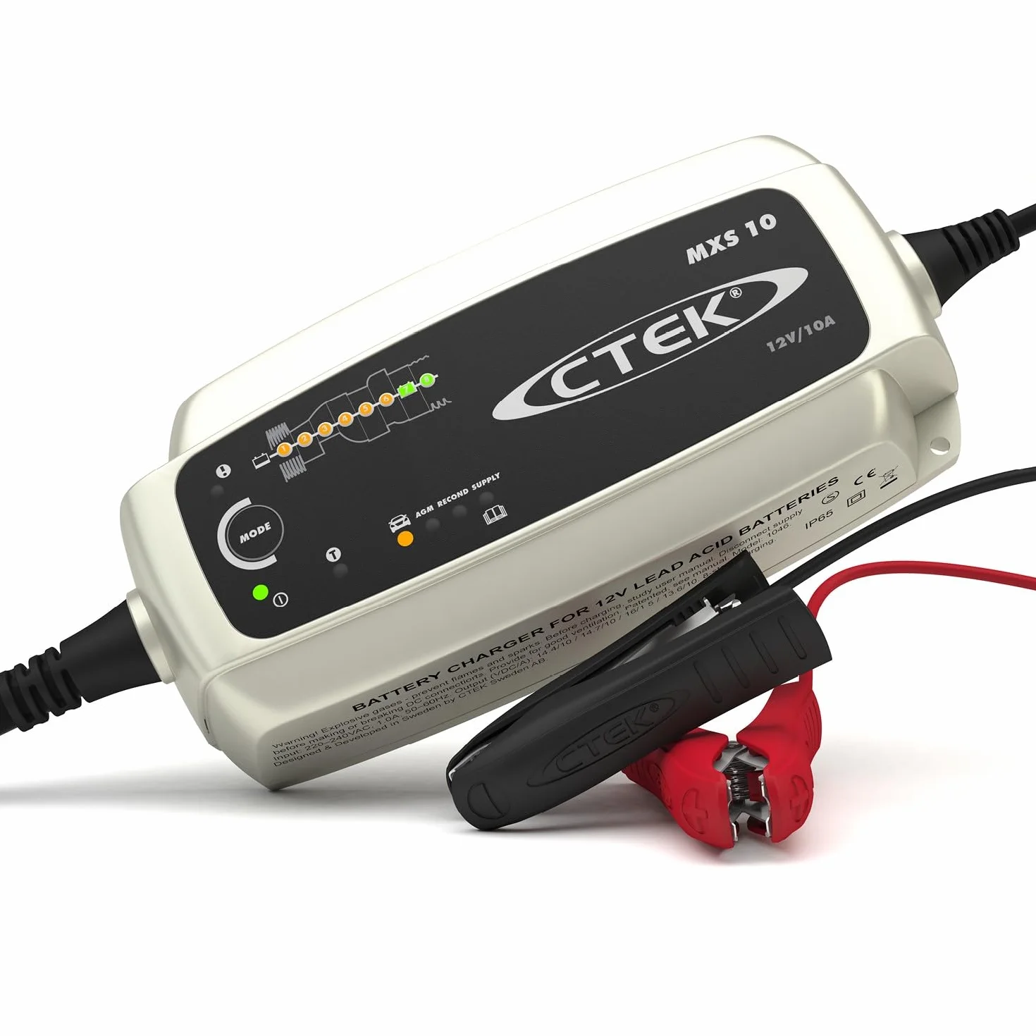 CTEK MXS 10, Ładowarka 12V Dla Większych Akumulatorów Samochodowych, Łódź, Ciężarówka, RV I Przyczepa Ładowarka, Odsiarczacz Baterii Z Dostaw I Tryby Regeneracji, Dedykowany Tryb AGM I Program Zimowy