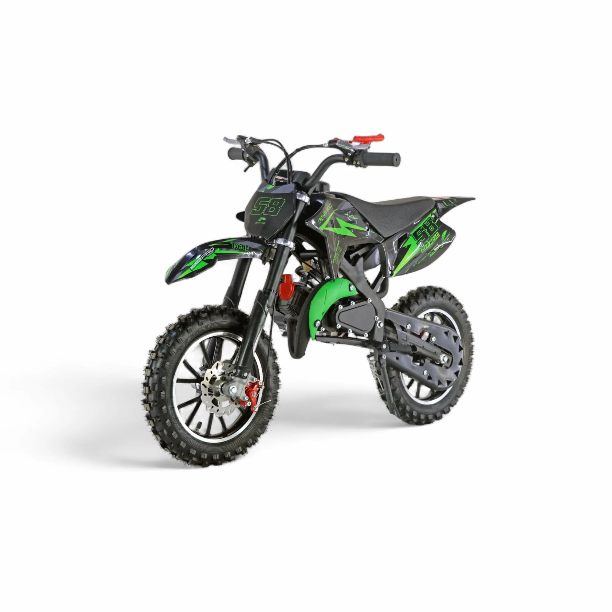 KXD 703 2Takt - 4Takt 49ccm Dirt Bike Dirtbike CrossBike Enduro DirtBike kieszenniczka 49cc Pitbike PocketBike Motocross Motocykl Motorbike Sport Motorowy Kieszeń (Zielony, KXD 703A 2Takt)