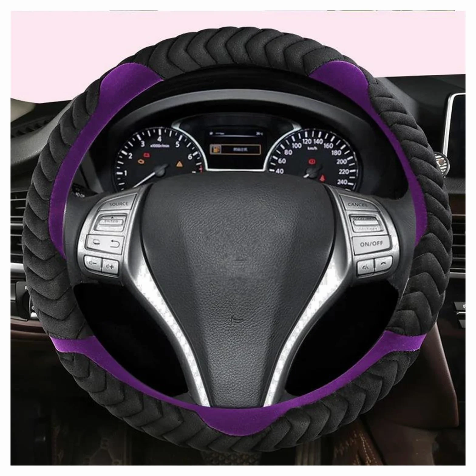 38 cm Pokrowiec na kierownicę samochodową do Nissan March Murano 350z Terrano NV200 Akcesoria do wnętrza samochodu Czerwona osłona kierownicy samochodu