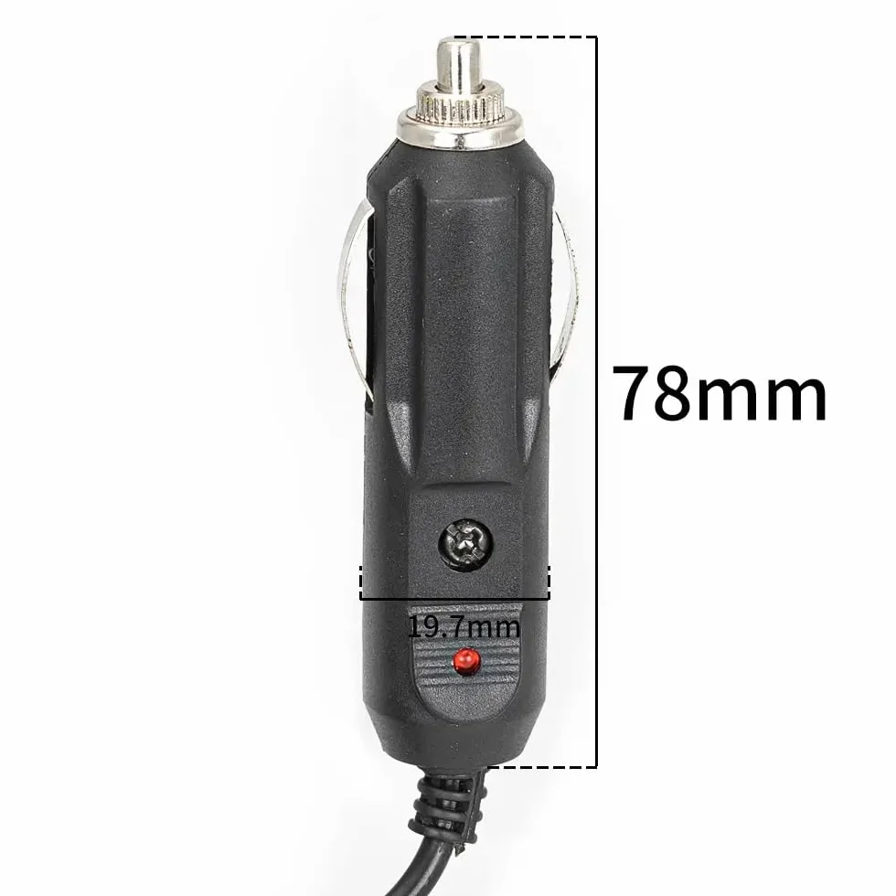 Wtyczka do zapalniczki samochodowej 12 V DC 5 A 5,5 mm x 2,1 mm z kablem 1,2 m
