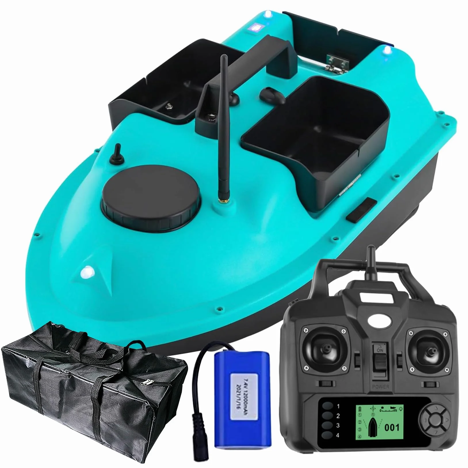 Łódź karmowa z GPS Rc, przynętą wędkarską, łodzią wędkarską, z baterią 12000 mAh (niebieska)