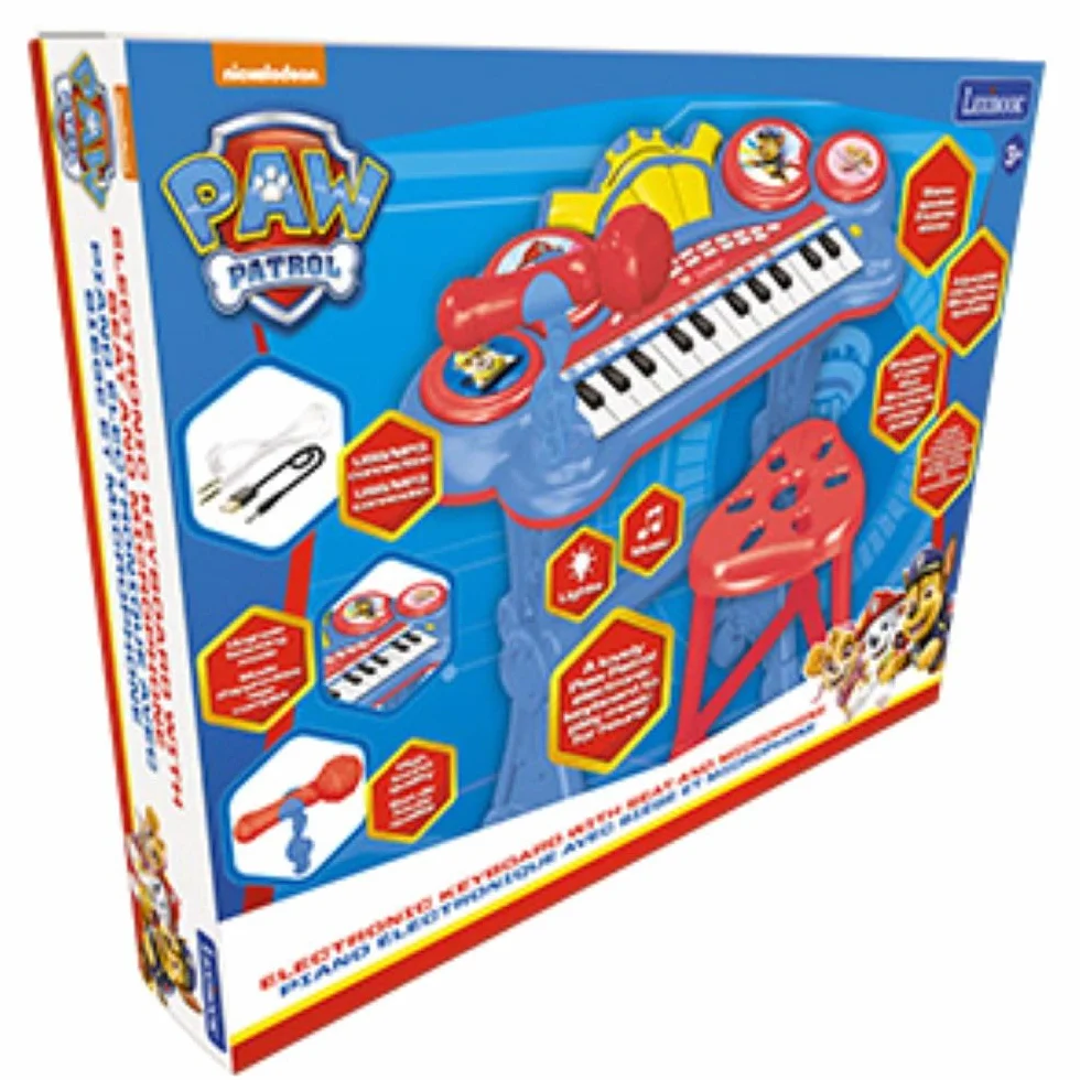 Lexibook, Psi Patrol K707PA Elektroniczna Klawiatura z Siedzeniem, Mikrofonem, Odtwarzaczem Mp3, Efektami Dźwiękowymi, Piosenkami Demonstracyjnymi, Niebiesko-Czerwoną
