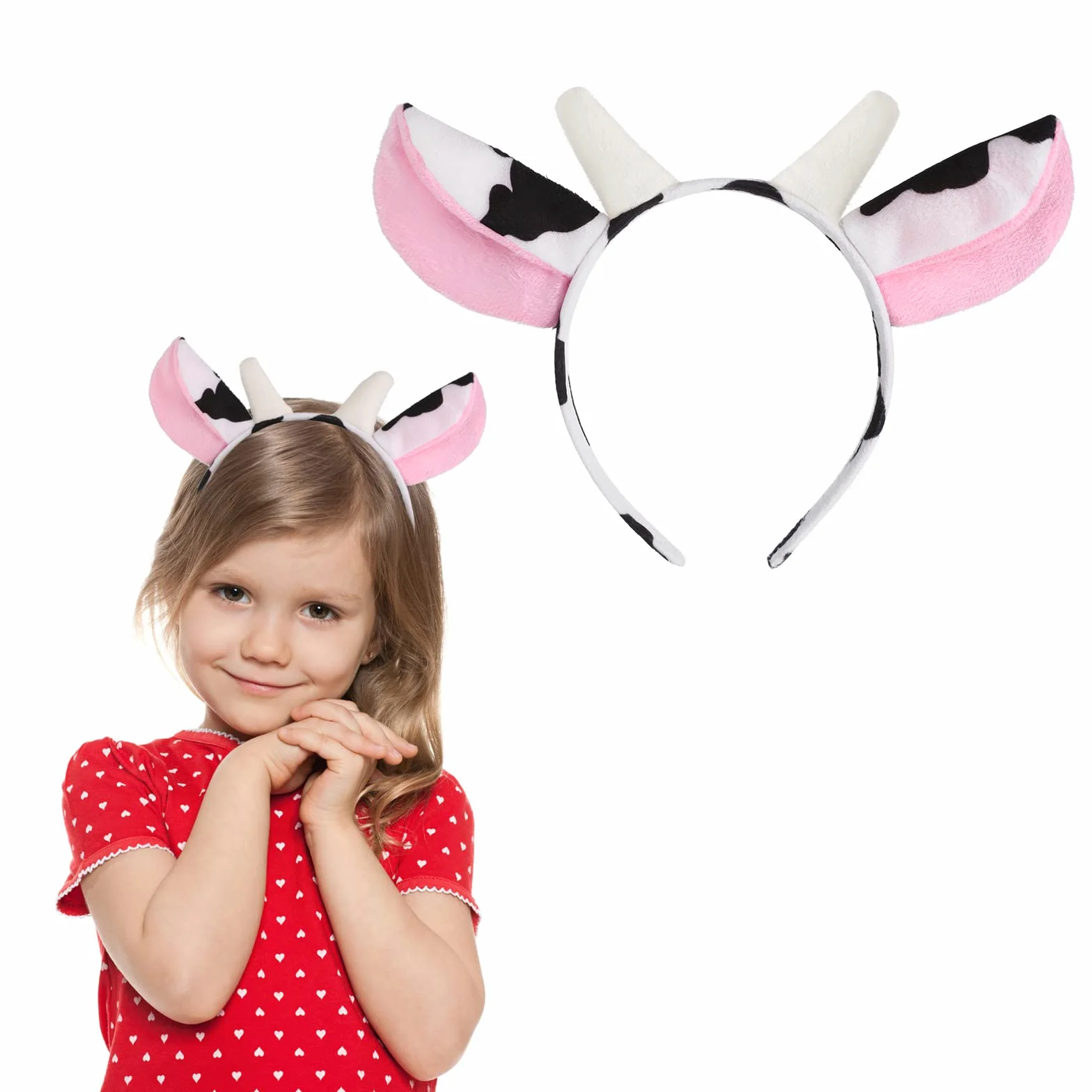 WLLHYF Wielkanoc krowie ucho opaska na głowę zwierzę odzież Valentine krowie opaska na uszy moda wygodne Halloween Boże Narodzenie kostium cosplay akcesoria do włosów
