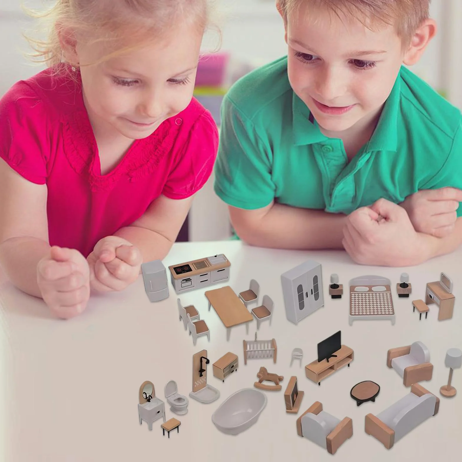 Meble Do Domku Dla Lalek | Zabawka w Formie Miniaturowego Domu - Mebelki Zabawki Do Zabawy Dla Dzieci,do Użytku Domowego Przedszkola Żłobka Podróży i Przyjęć