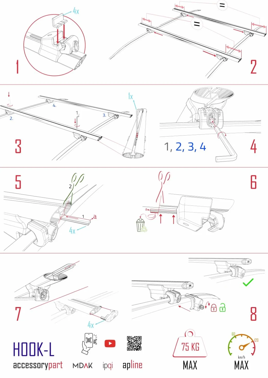 Kompatybilny z BYD Seal U (SA3) 2023-2026 HOOK Model Aluminiowe poprzeczki dachowe Szary 2 szt.
