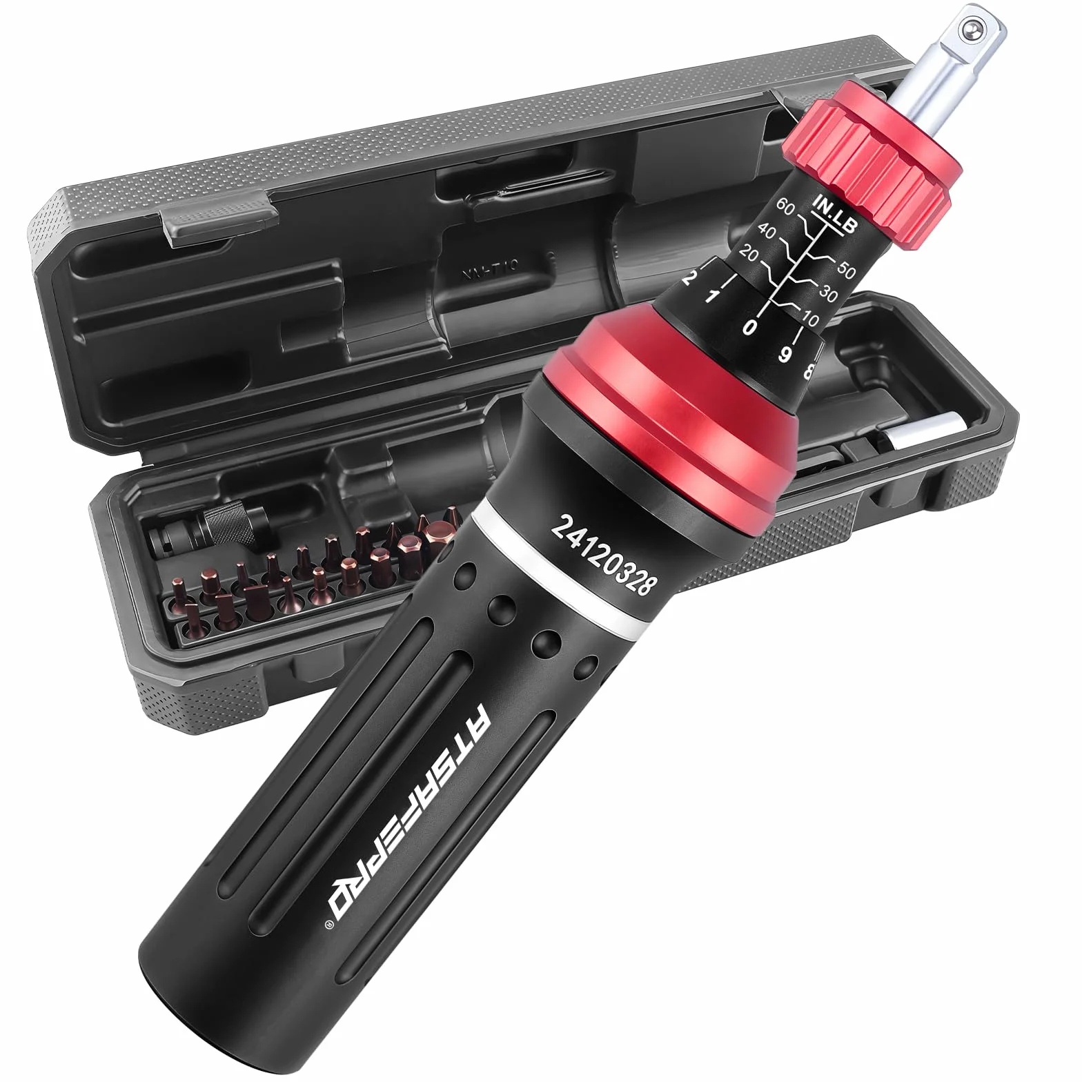 Zestaw śrubokrętów z momentem obrotowym 1/4" 10-60 in.lb (1,1-6,8 Nm) 22 precyzyjne bity płaskie sześciokątne Torx Philips