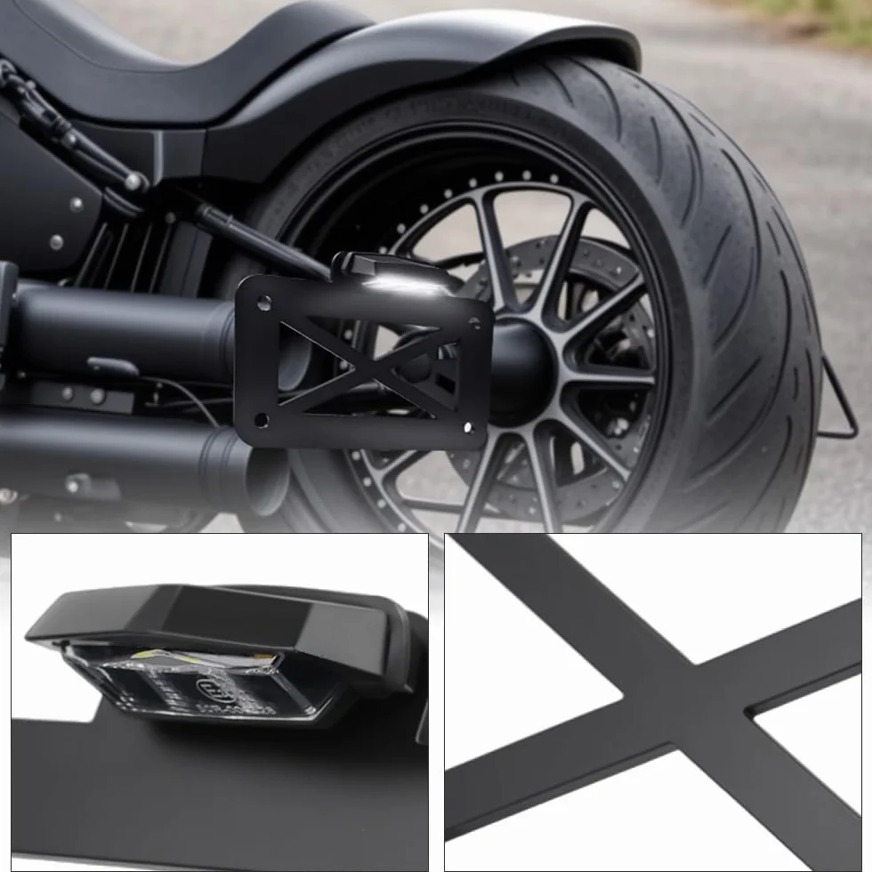 Baceyong Wspornik oświetlenia tablicy rejestracyjnej motocykla, motocyklowe boczne mocowanie LED tylnego światła z uchwytem tablicy rejestracyjnej, pasuje do motocykli, motocykli sportowych, cruiserów