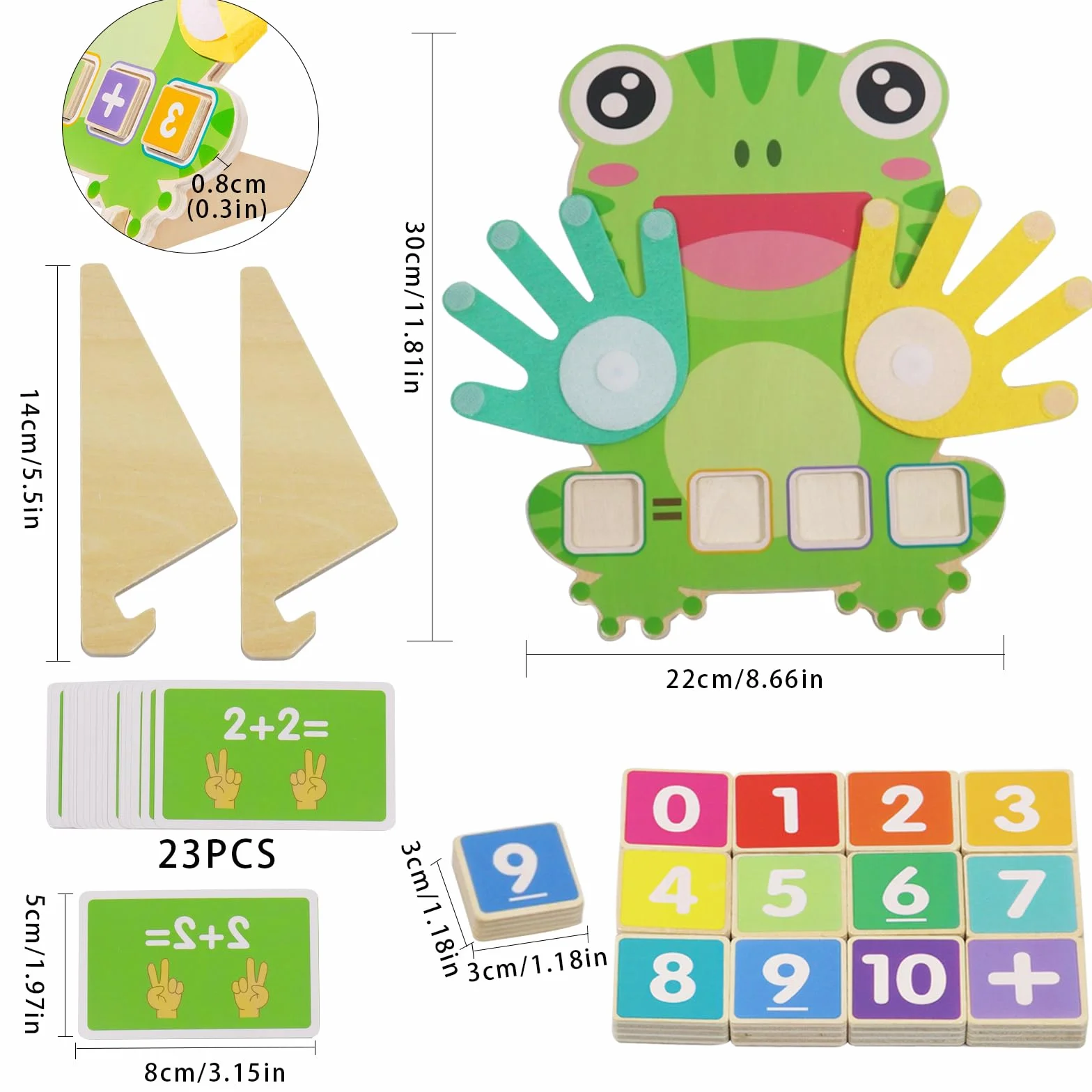Seasboes Montessori drewniana zabawka matematyczna do nauki liczenia dla dzieci, zabawka matematyczna do nauki liczenia palców, wczesna edukacja, dla chłopców i dziewczynek, urodziny (A)