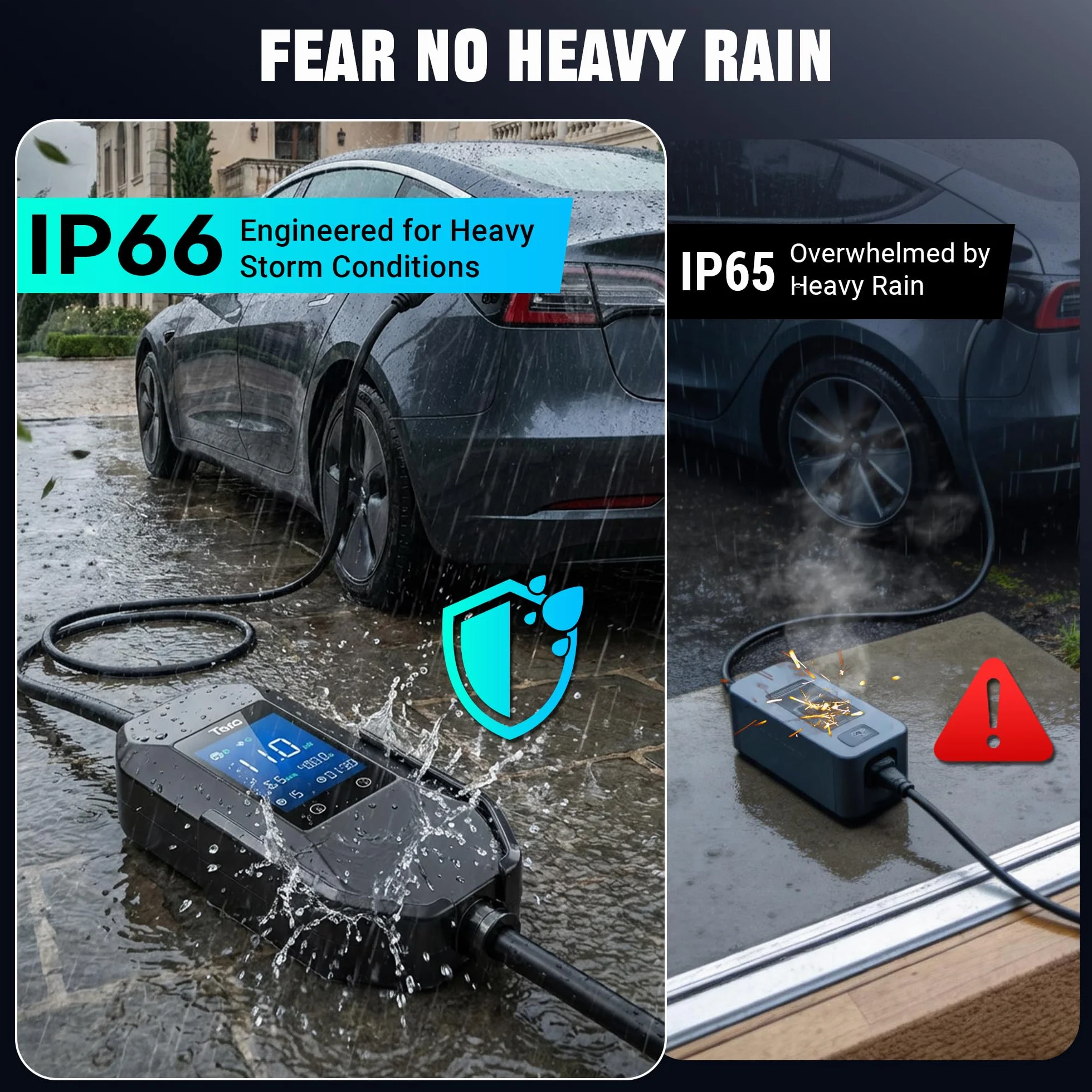 Tera Mobile Wallbox EV ładowarka 11 kW CEE 16A typ 2 IP66 3-fazowa 7,5 m 2,8" wyświetlacz cyfrowy