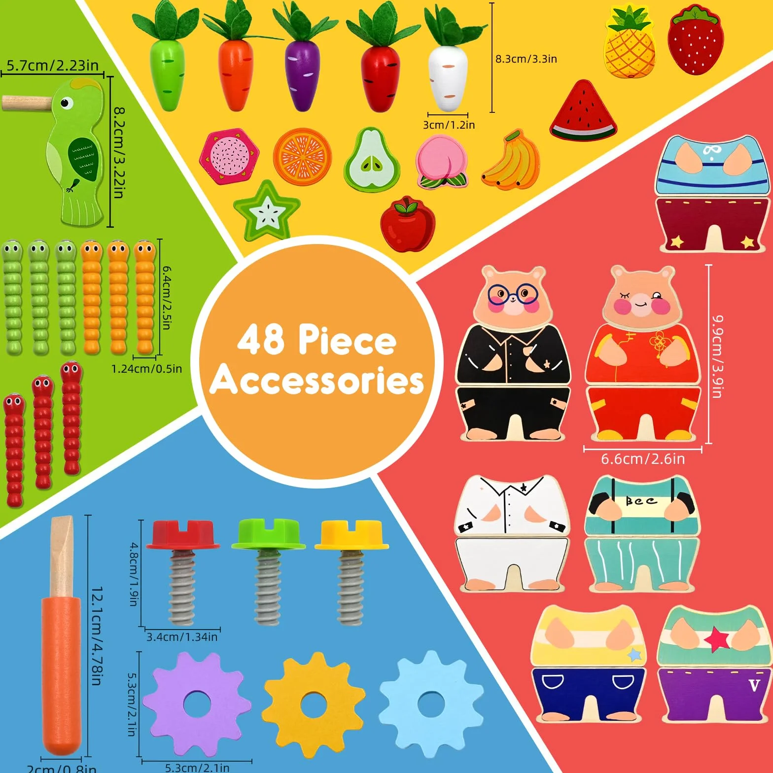 Montessori kostka do ćwiczeń 5 w 1, zabawka dla dzieci od 2 3 4 lata, prezent wielkanocny, 49 szt Montessori zabawka edukacyjna, drewniana zabawka dzieci, centrum aktywności dla dzieci od 18 miesięcy