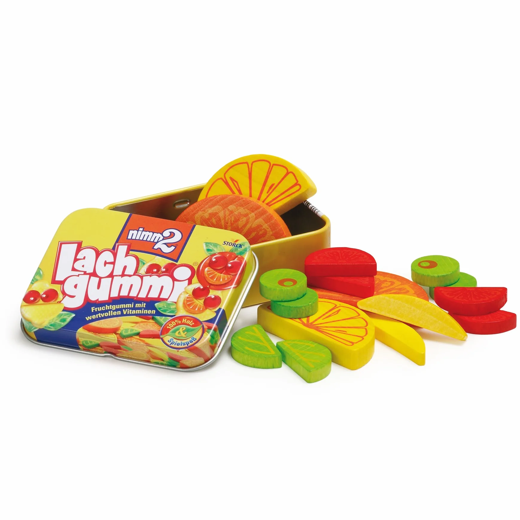 Erzi 14385 Lachgummi zabawka w puszce, wielokolorowa