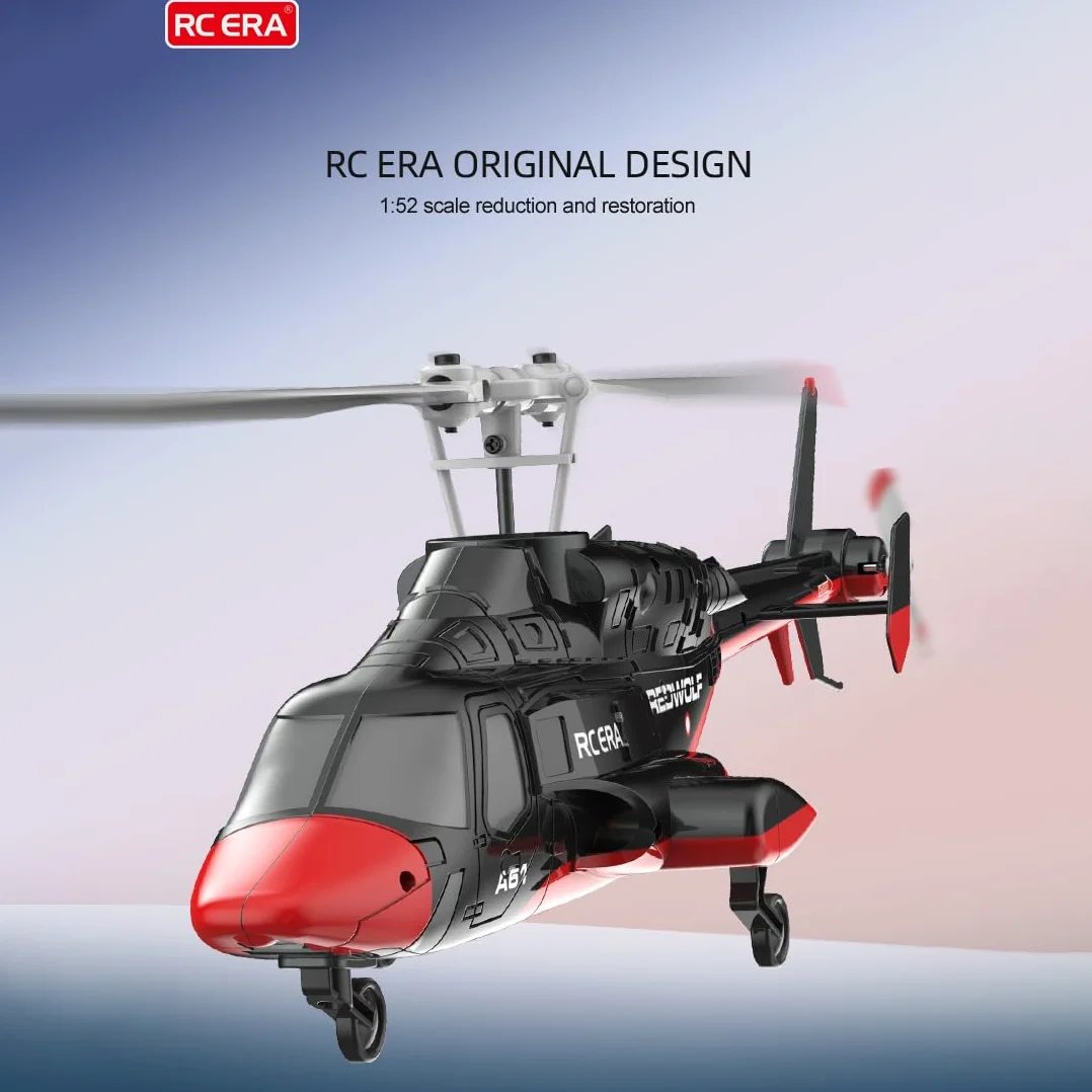 RC ERA A61 Flyingwolf model śmigłowca RC, skala 1:53, pojedynczy wirnik, 4-kanałowy helikopter RC z optycznym pozycjonowaniem przepływu, uruchamianie jednym przyciskiem, stabilizowany