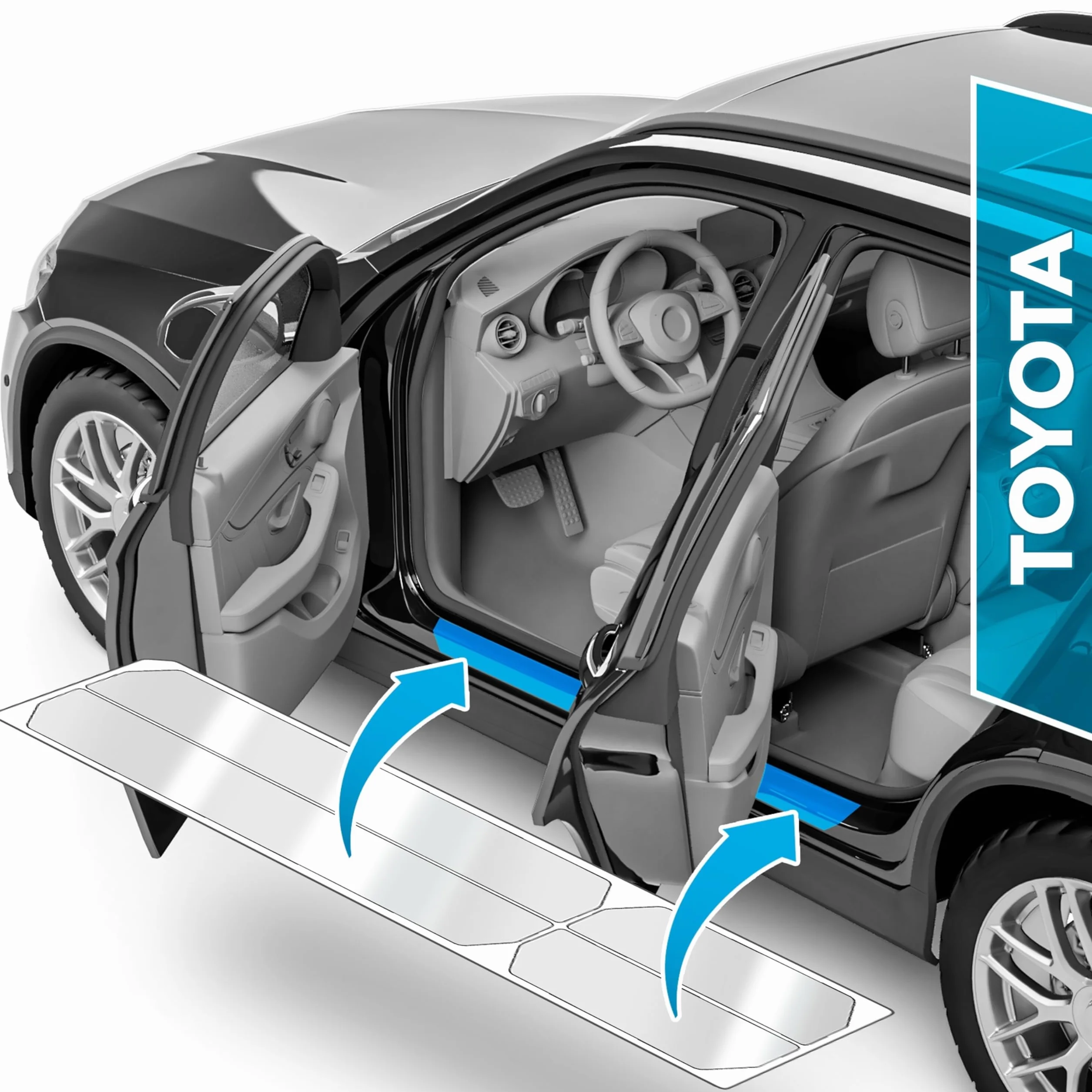 uProtect folia ochronna progów kompatybilny z Toyota Yaris 4 (IV) XP21 I 2020-2026 - akcesoria, listwy ozdobne, folia ochronna na lakier - przezroczysty błyszczący
