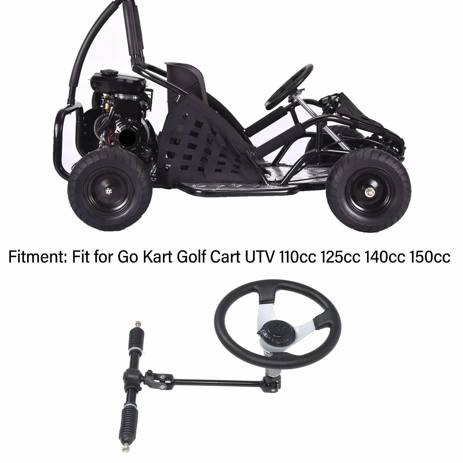 Zestaw kierownicy 300 mm ze stali Dobra regulacja dla wózka gokartowego UTV 110 125 140 150