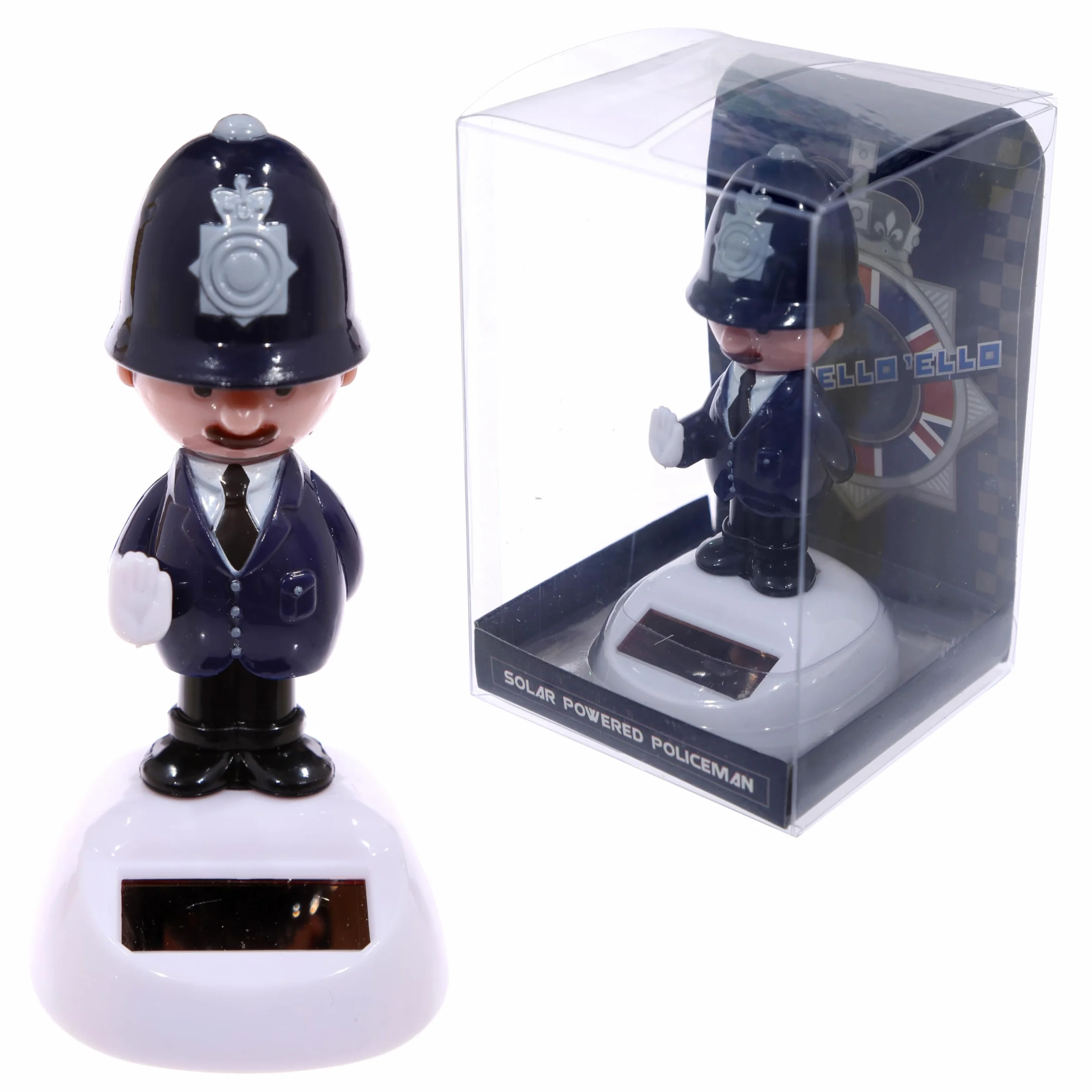 Puckator Figurka solarna angielskiego policjanta, tworzywo sztuczne, ciemnoniebieski/czarny/różowy/szary, 5,5 x 5 x 10,5 cm