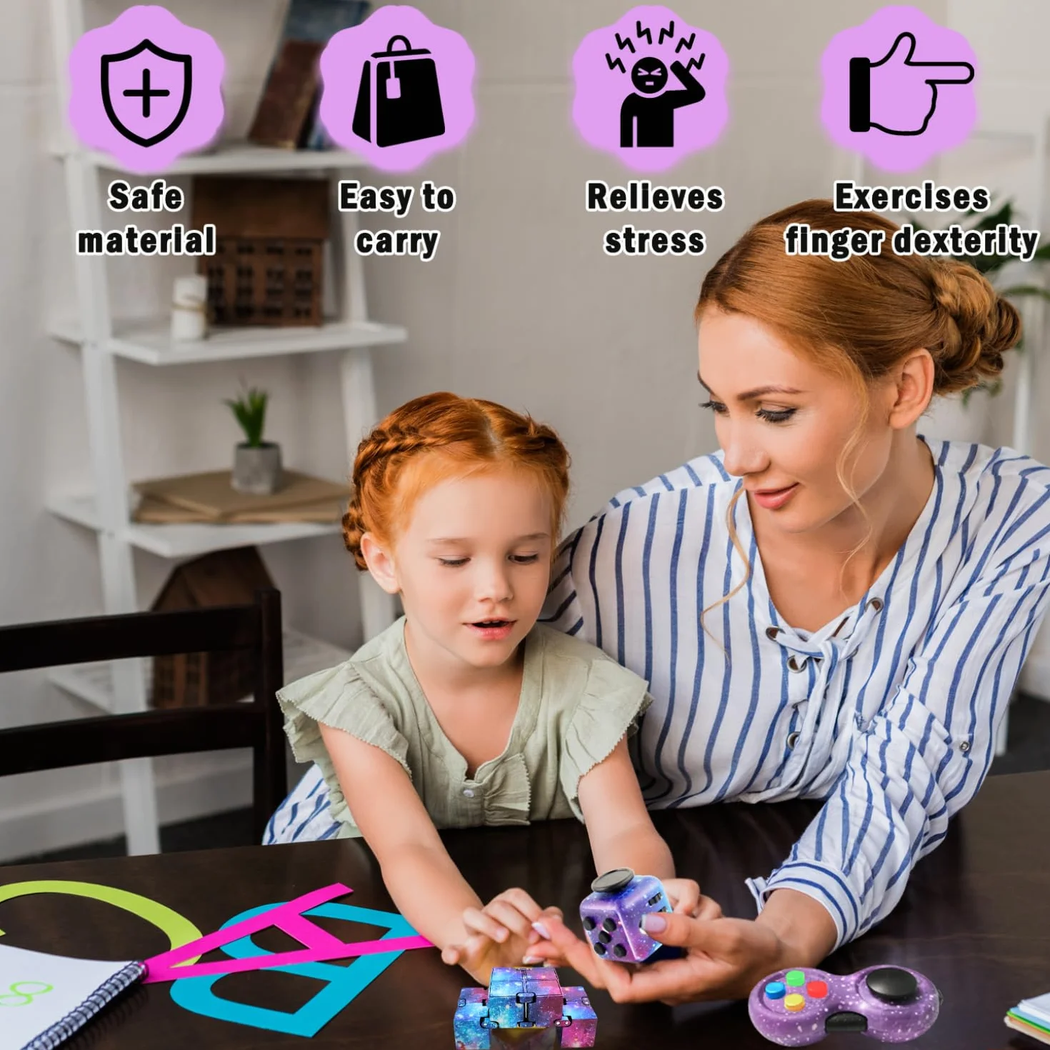 3 szt. zabawka Fidget na palce z kostką, Infinity Cube Toy, kontroler Fidget, antystresowy lęk, ulga lęku, prezent dla dorosłych w biurze, dla dzieci