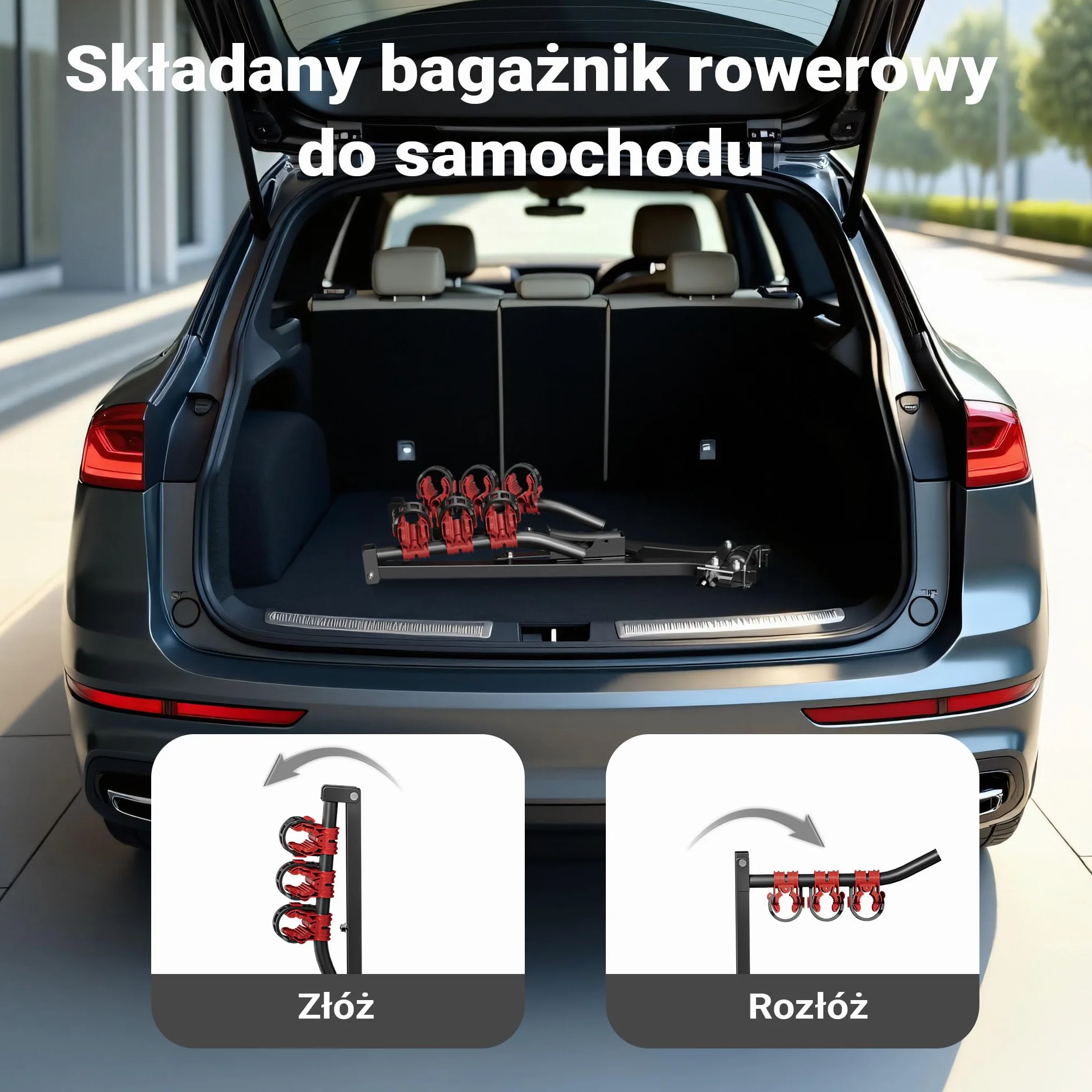 Wiltec Bagażnik rowerowy na 3 rowery na hak holowniczy 45 kg stal Q235