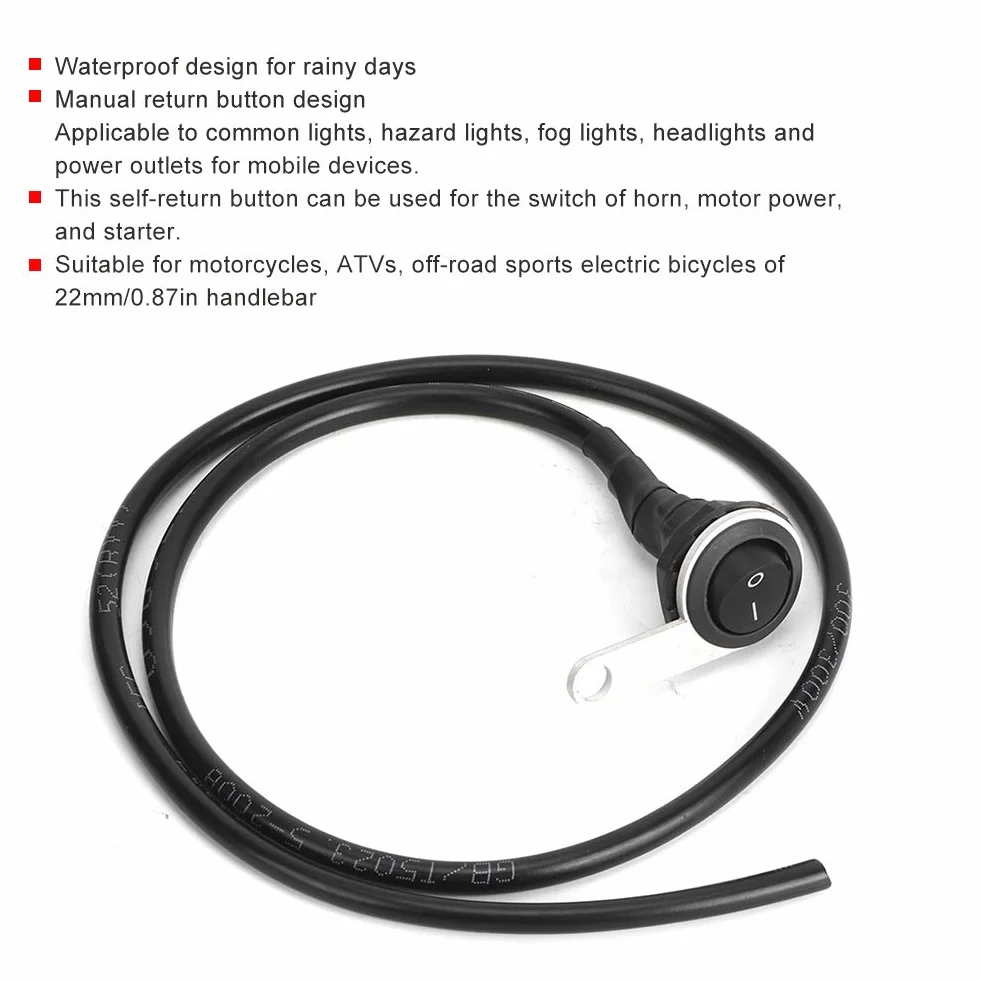 Przełącznik motocykla, Akozon 22 mm wodoodporny przycisk kierownicy/elektryczny przełącznik kołyskowy kierownica przełącznik światła