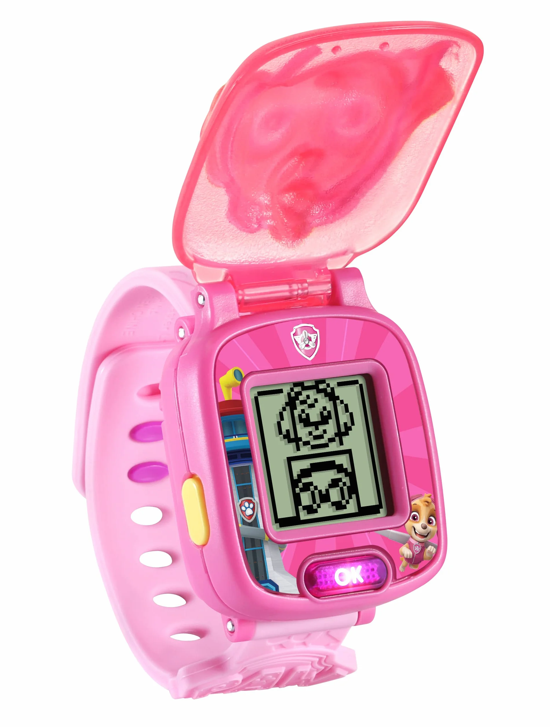 VTech PAW Patrol: Learning Watch Skye, oficjalna zabawka PAW Patrol, zegarek dla malucha ze stoperem, timerem, alarmem i grami, prezent edukacyjny dla dzieci w wieku 3, 4, 5, 6 lat, wersja angielska