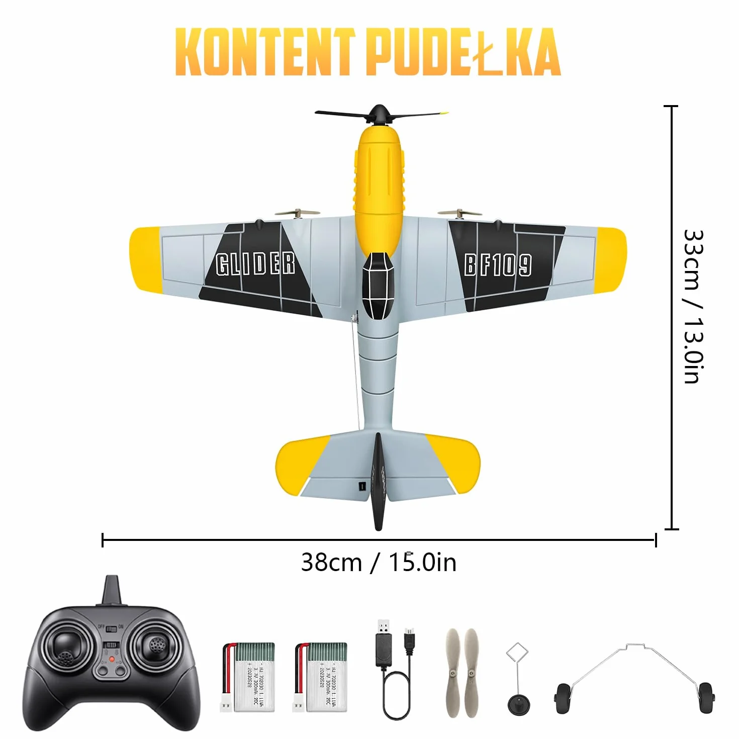 HAWK'S WORK 3-kanałowy Samolot RC BF-109, Zdalnie Sterowany Samolot Gotowy do Lotu, 6-osiowy Stabilizator Żyroskopowy 2.4GHz, Łatwy w Pilotażu dla Dzieci i Początkujących