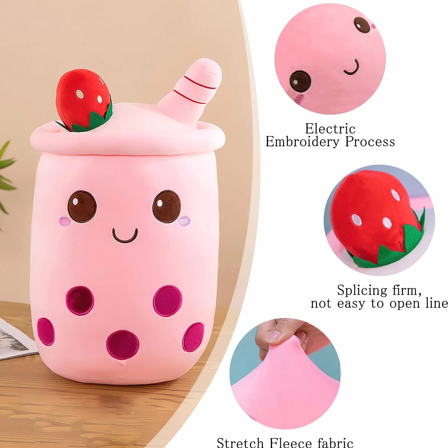 HENGBIRD Bubble Tea pluszowa poduszka, przytulanka, pluszowa zabawka, 25 cm, herbata mleczna, filiżanka, pluszowa poduszka, miękka przytulanka, zabawka dla dzieci, na Boże Narodzenie, urodziny (A)