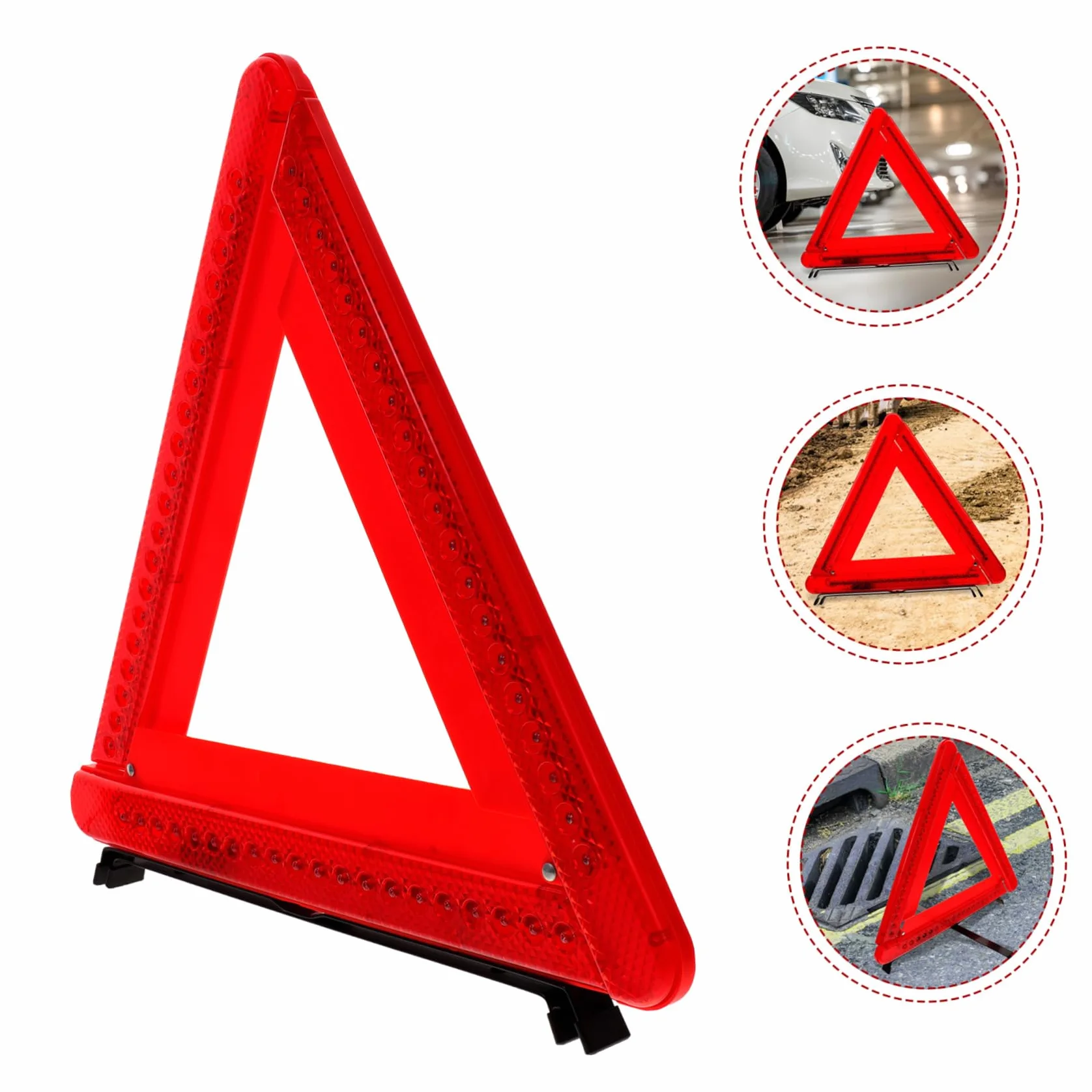Triangular Emergency Warning Triangle Light with Reflective Material Foldable Roadside Lighting Device