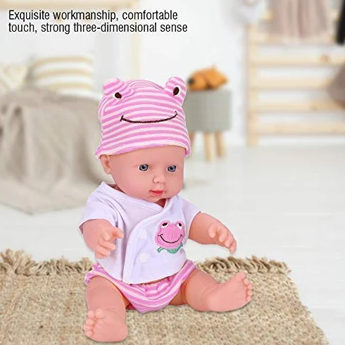 Semme Symulacja lalki dla niemowląt, 30 cm, winyl, wodoszczelny korpus realistyczny, miękki, prawdziwy outfit Miła zabawka dla noworodków (Pink)
