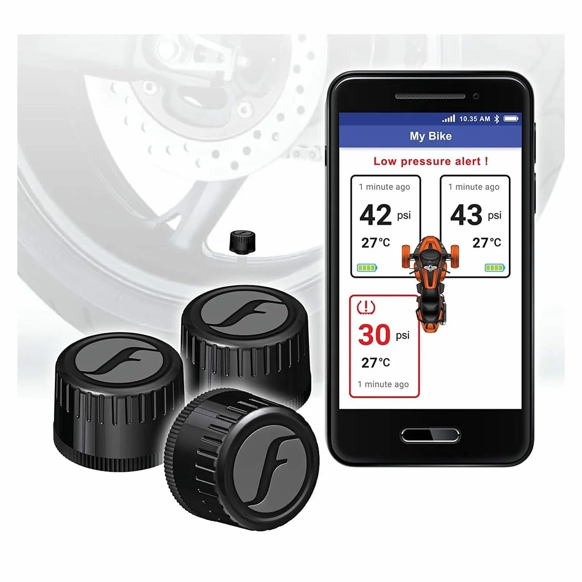FOBO Bike 2 Bluetooth TPMS system kontroli ciśnienia w oponach do motocykli trike i przyczep