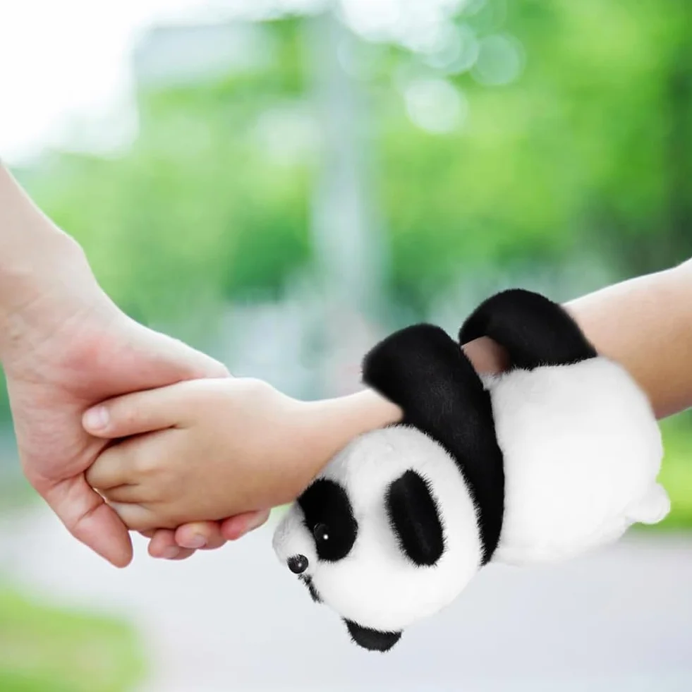 Panda zatrzaskowa bransoletka pluszowe zwierzątko bransoletki urodziny dziecka