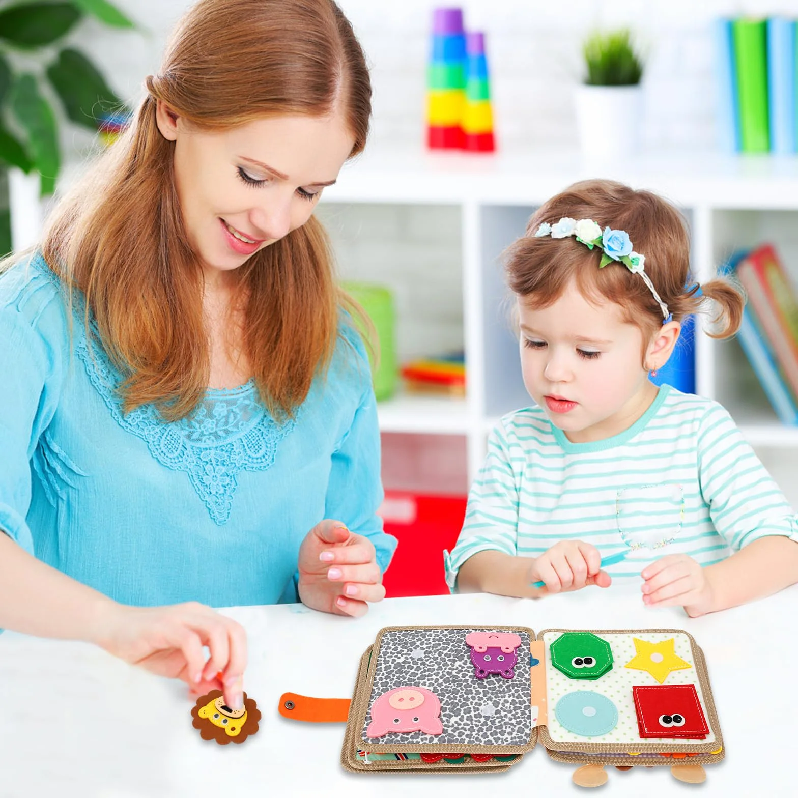 Busy Board Montessori zabawka dla dzieci od 1, 2, 3 lat, z miękkiego filcu, zabawka sensoryczna dla niemowląt, zabawka do wczesnej edukacji i podróży, zajęcia edukacyjne, prezent urodzinowy
