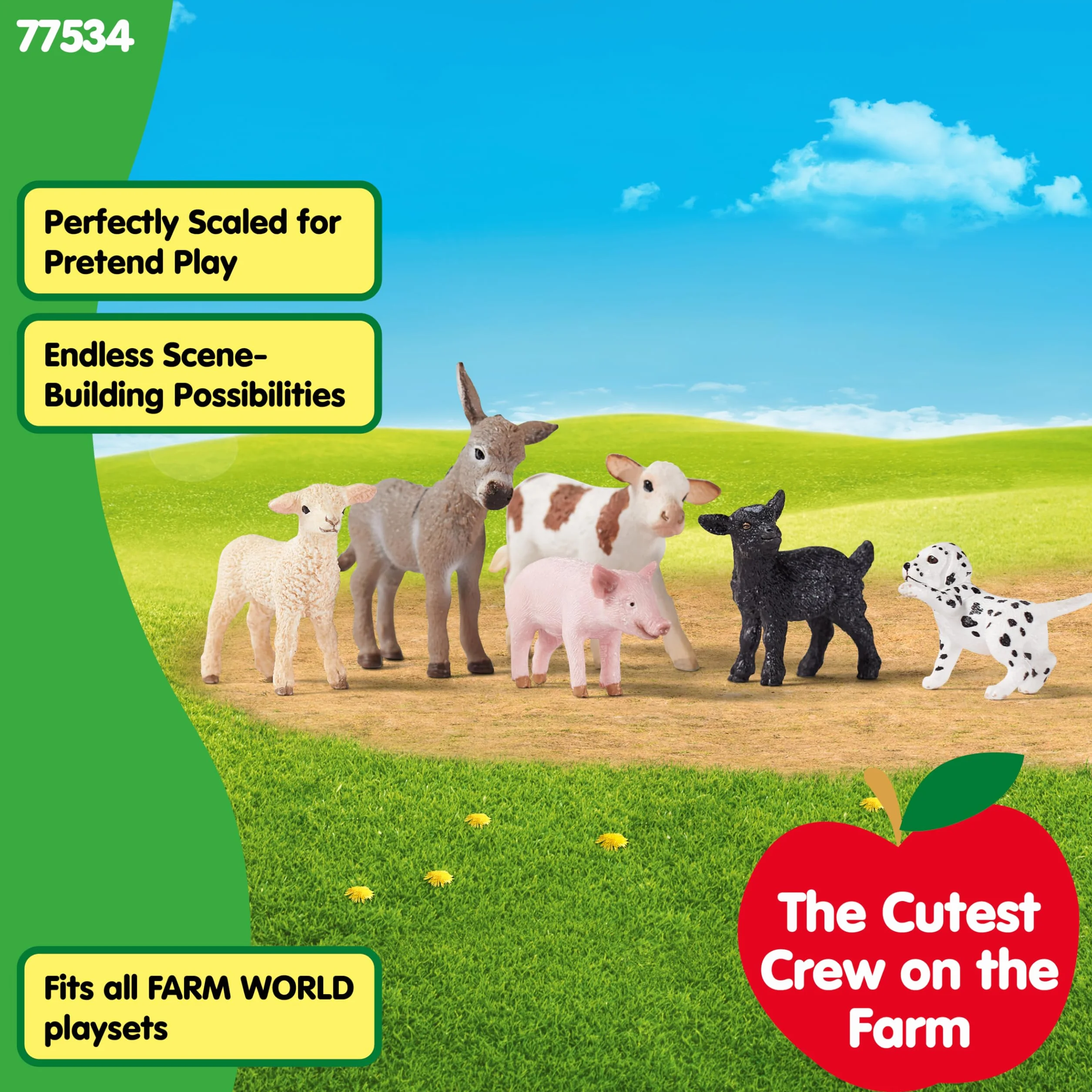 schleich FARM WORLD | Zestaw zwierząt z farmy 77534 z psem, świnią, kozą, owcą i osłem | zabawka farmerska od 3 lat | szczegółowy zestaw 6-częściowy | tylko w Amazon