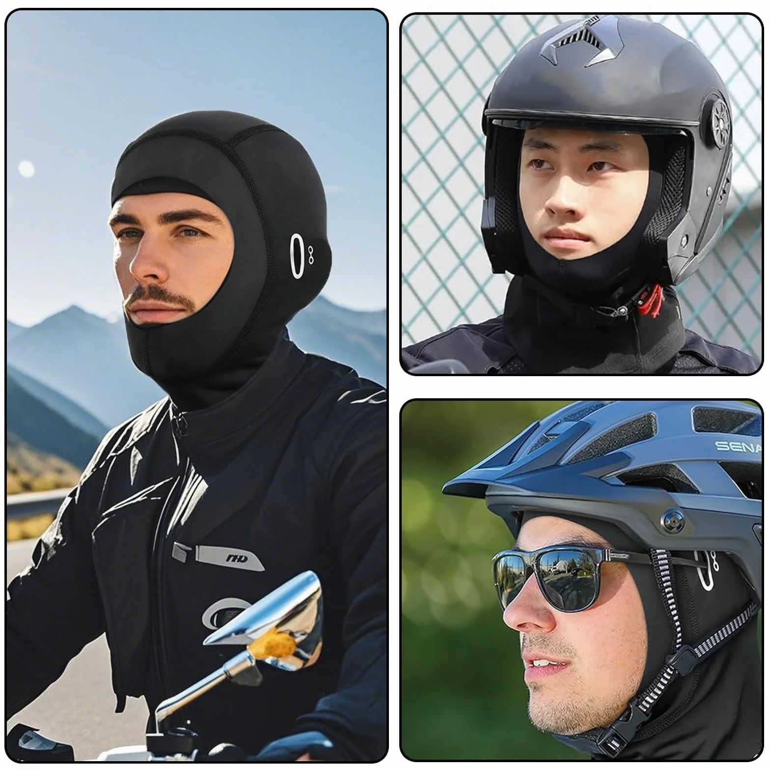 Kominiarka motocyklowa na lato, czarna, dla motocyklistów, oddychająca kominiarka na kask, wyściółka wewnętrzna, do aktywności na świeżym powietrzu, chłodzenie, maska sztormowa, oddychająca