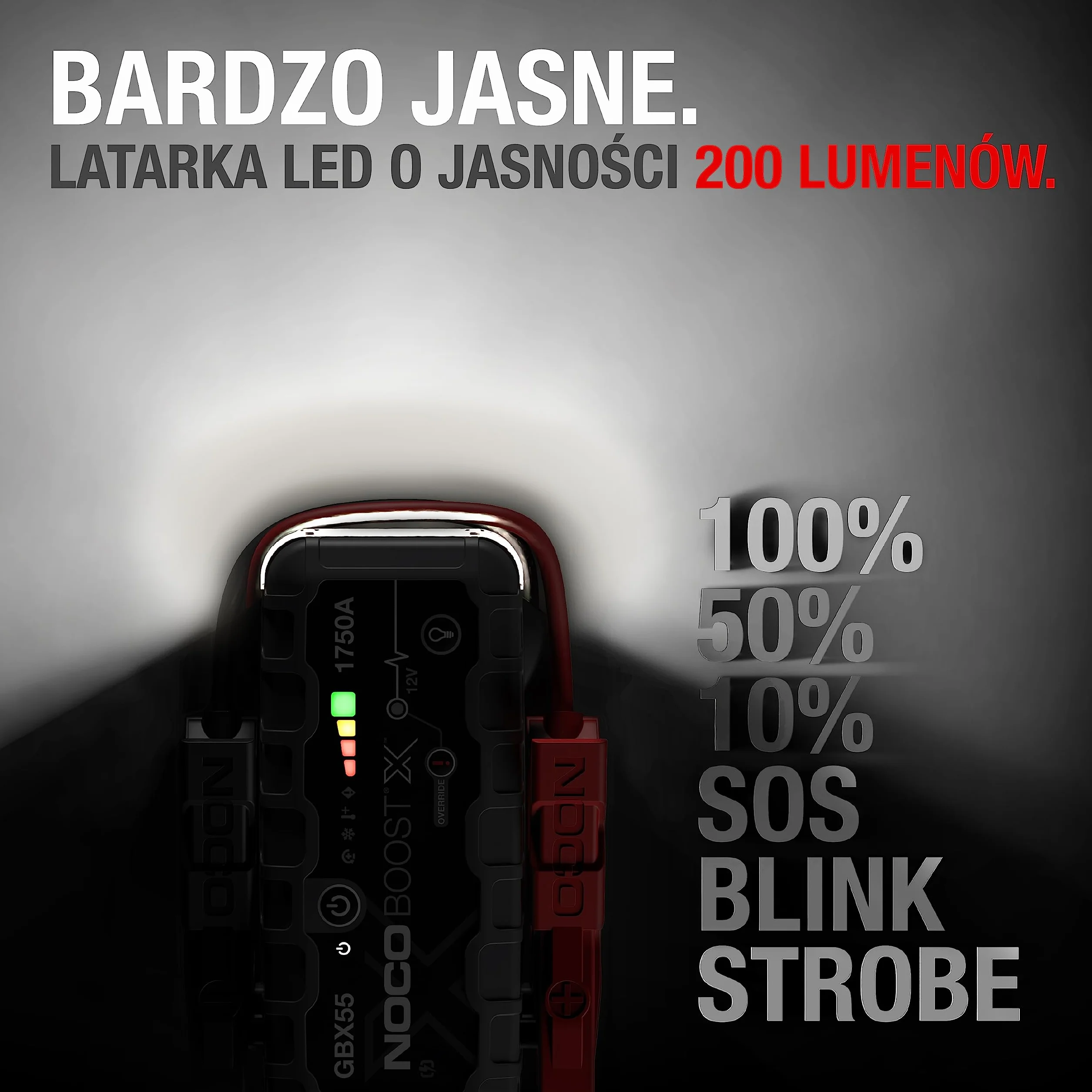 NOCO Boost X GBX55 1750A 12V UltraSafe litowy urządzenie rozruchowe, booster do akumulatora I kable rozruchowe do 7,5-litrowych silników benzynowych i 5,0-litrowych silników wysokoprężnych