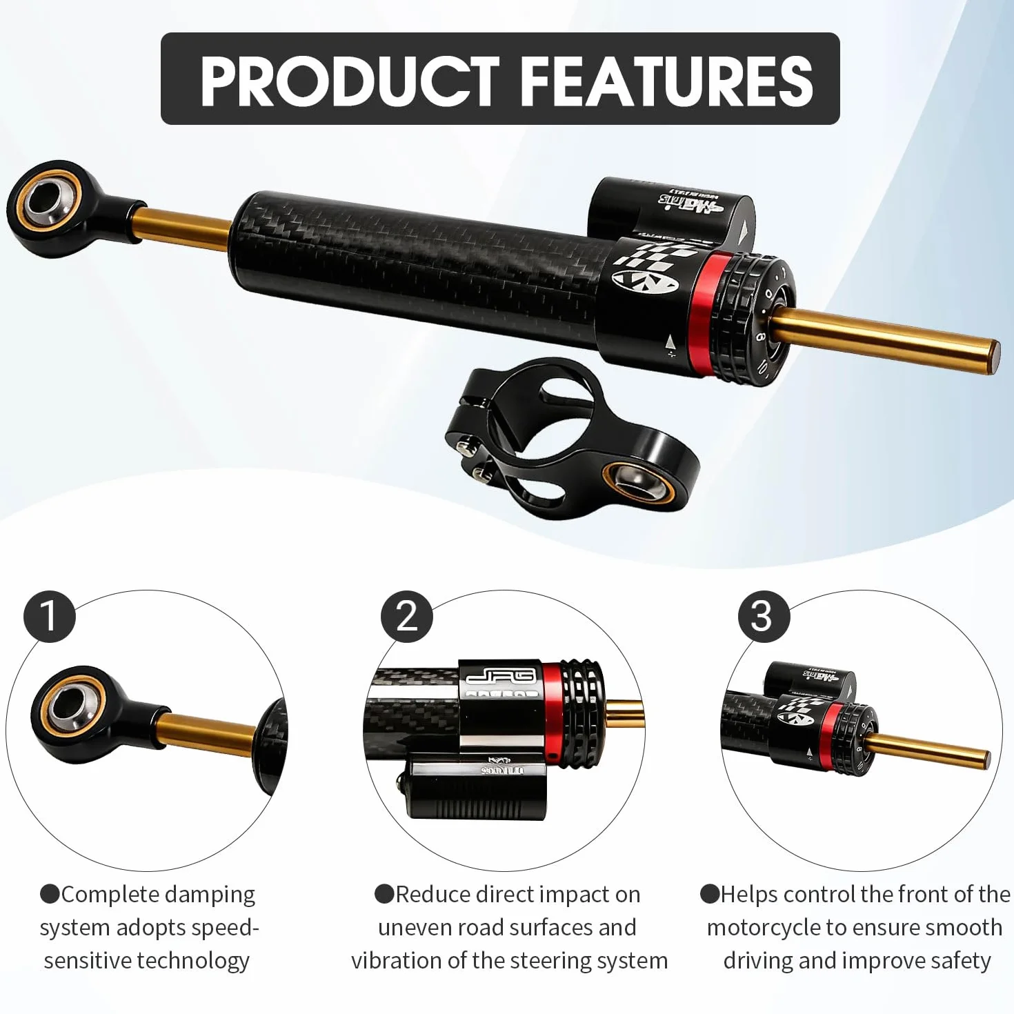 JFG RACING 10" Uniwersalny stabilizator kierownicy motocykla