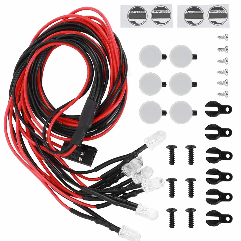 Światła dachowe RC, długowieczne zdalne sterowanie LED Crawler Oświetlenie bagażnika samochodowego RC Okrągły abażur Akcesoria Pasuje do Traxxas Trx4 / SCX10 II 90046 90047 1/10 RC Car (6LED)