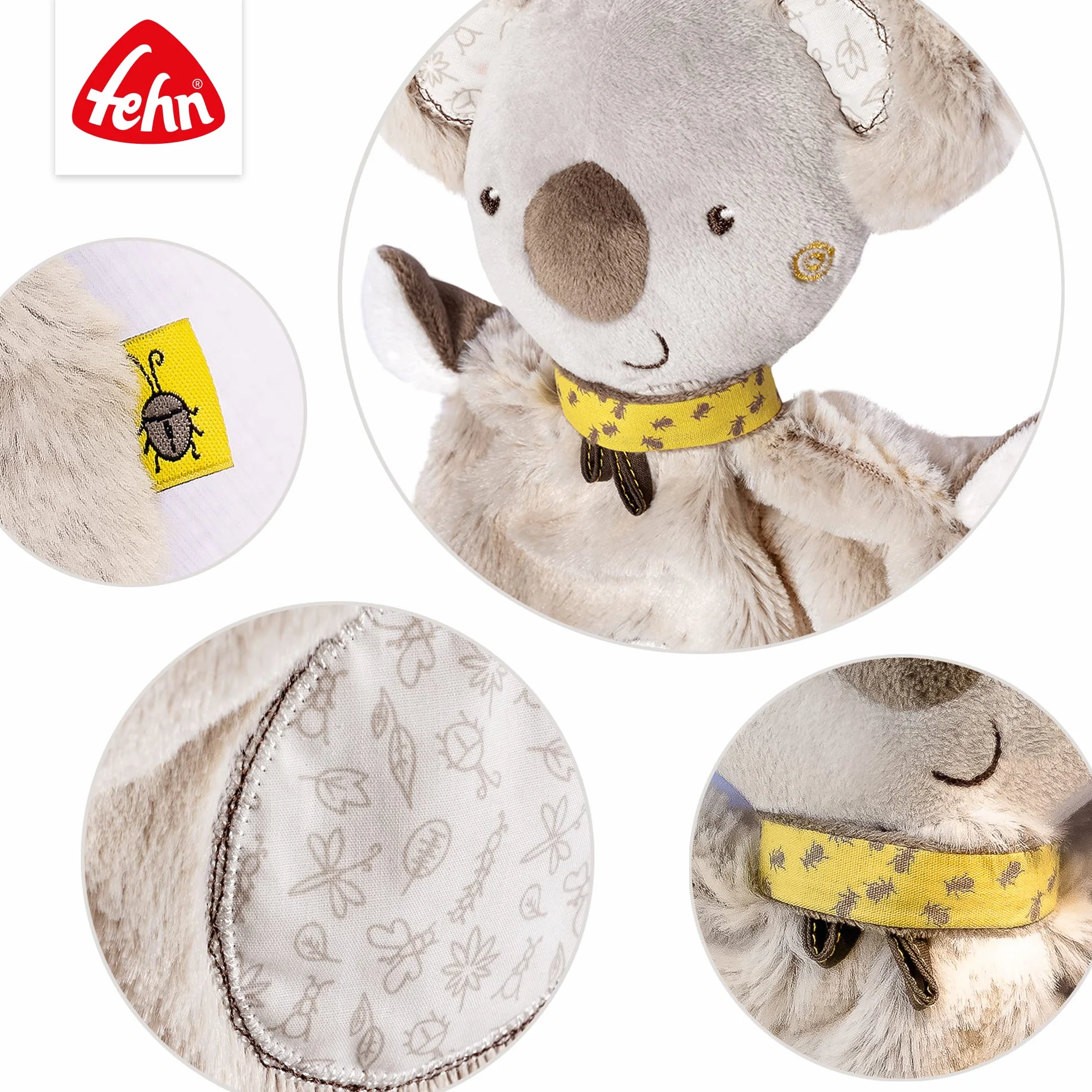 Fehn Schmusetuch Baby Schnuffeltuch mit Koala Köpfchen - Kuscheltuch für Neugeborene - Kuscheltier Spielzeug Stofftier - Plüschtier Stofftuch zum Kuscheln für Babys und Kleinkinder ab 0+ Monaten