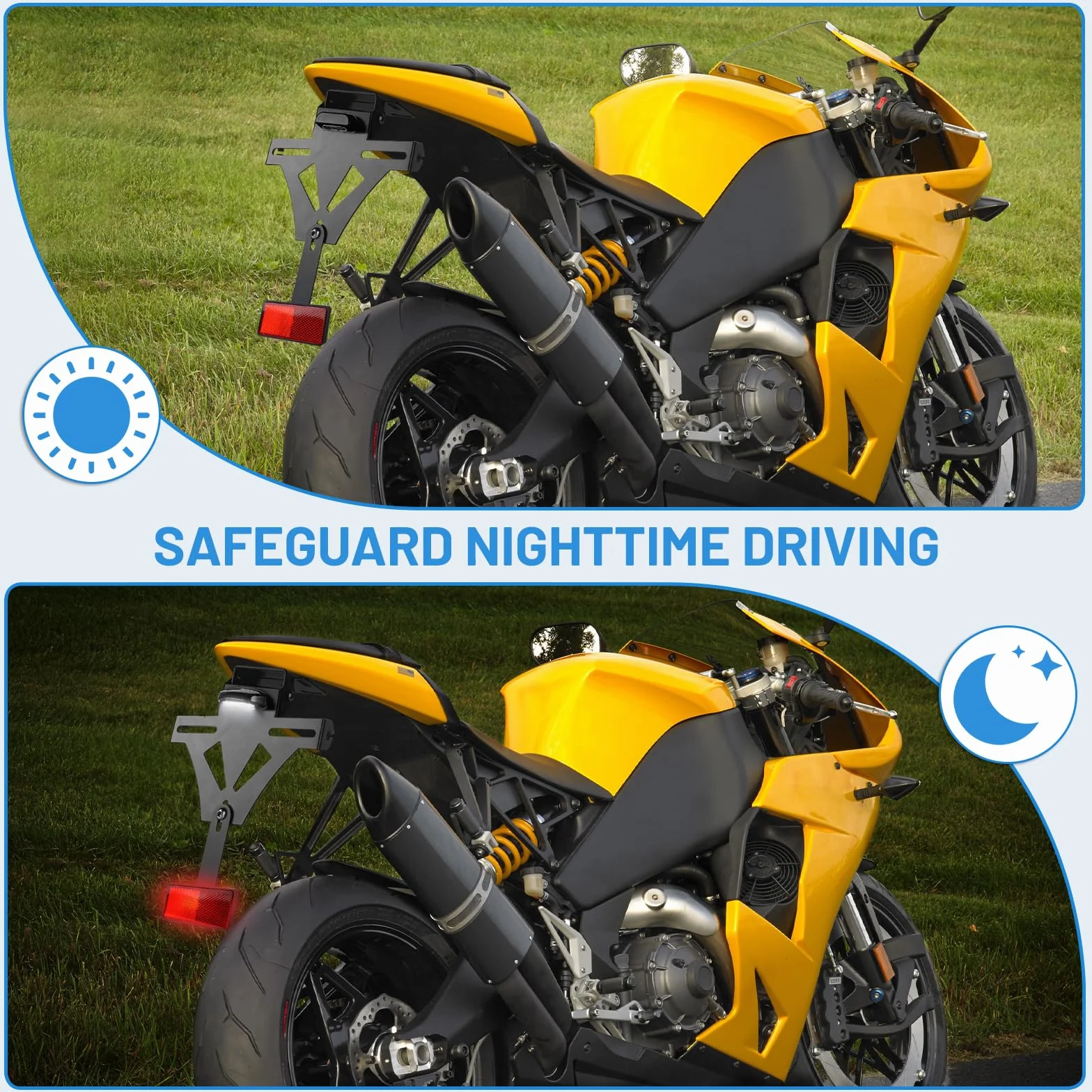DBREAKS Uchwyt tablicy rejestracyjnej motocykla regulowany z podświetleniem LED