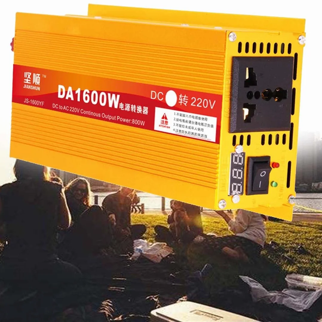1600w 2200w Przetwornica NapięCia, 12v/24v/48v/60v Do 220v Przetwornica Czystej Fali Sinusoidalnej Do SamochodóW Kempingowych-Przetwornica NapięCia Samochodowego Dc Na Ac,1600W-12V