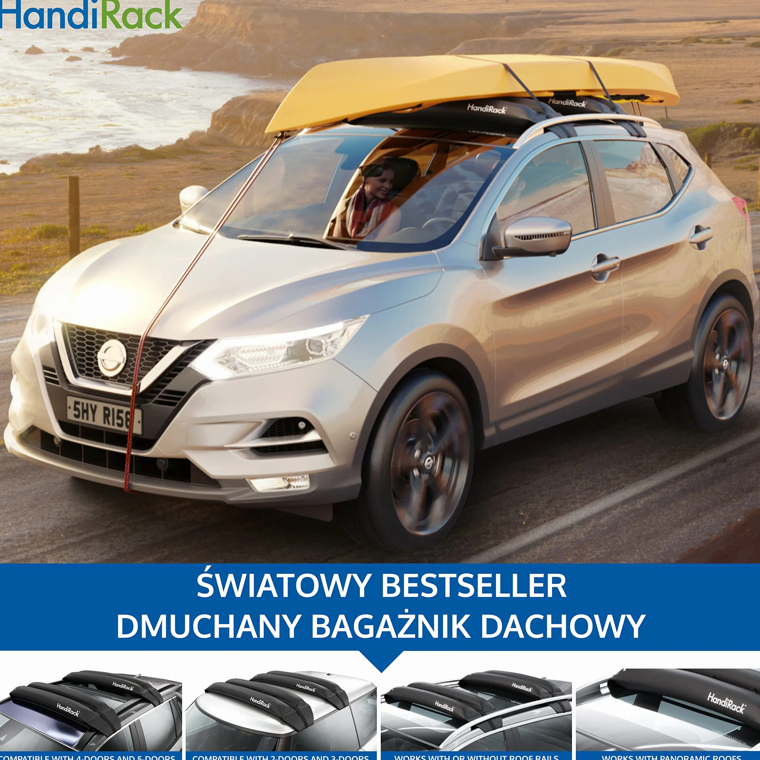 HandiWorld HandiRack Uniwersalny Bagażnik Dachowy Czarny H10 W33 D146cm HRACKKITBK