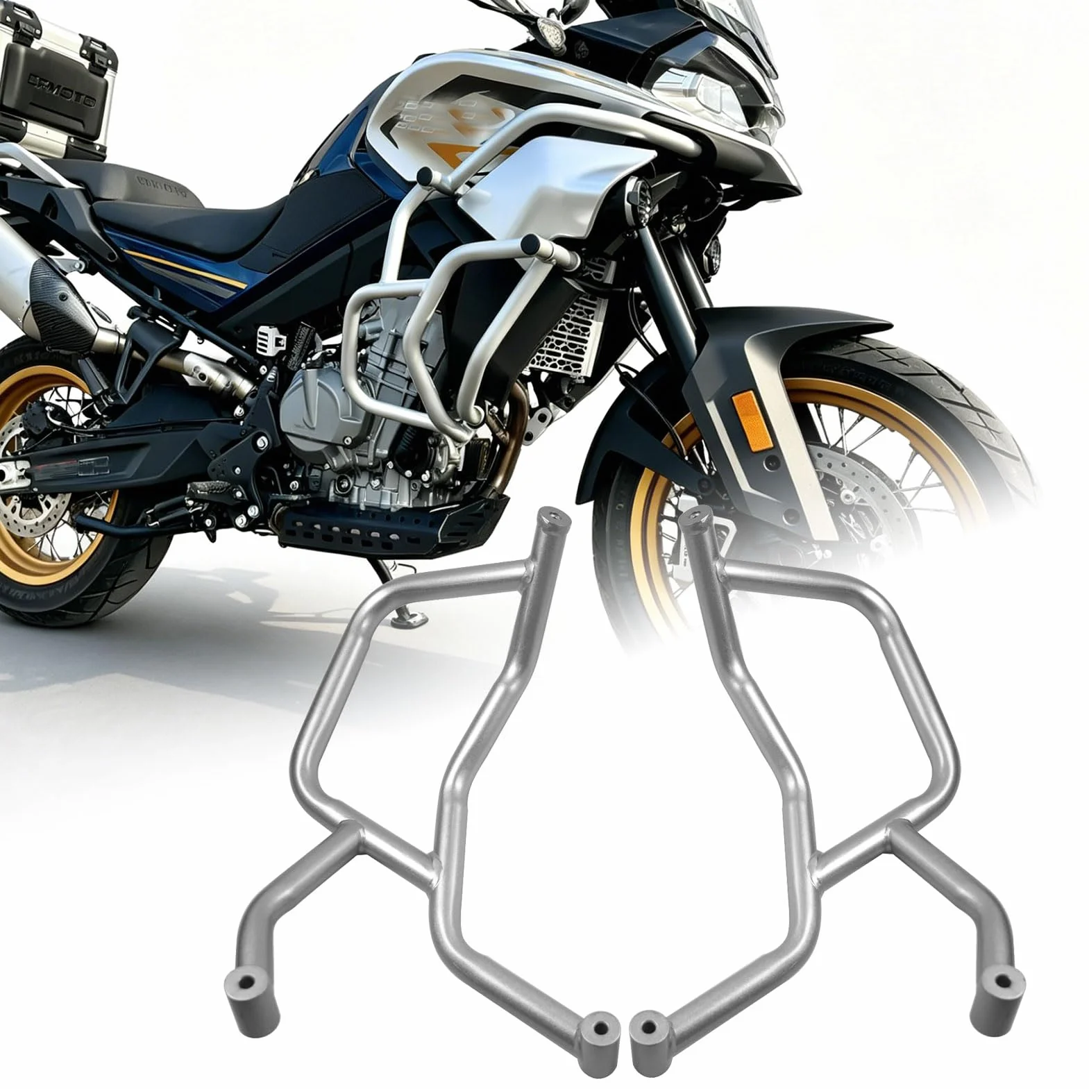 Kołki do autostrady silnika, stalowe motocyklowe, osłona zderzaka, srebrne, pasują do CFMOTO CF MOTO 800MT 800 MT, akcesoria 2021, 2022, 2023, 2024, srebrne