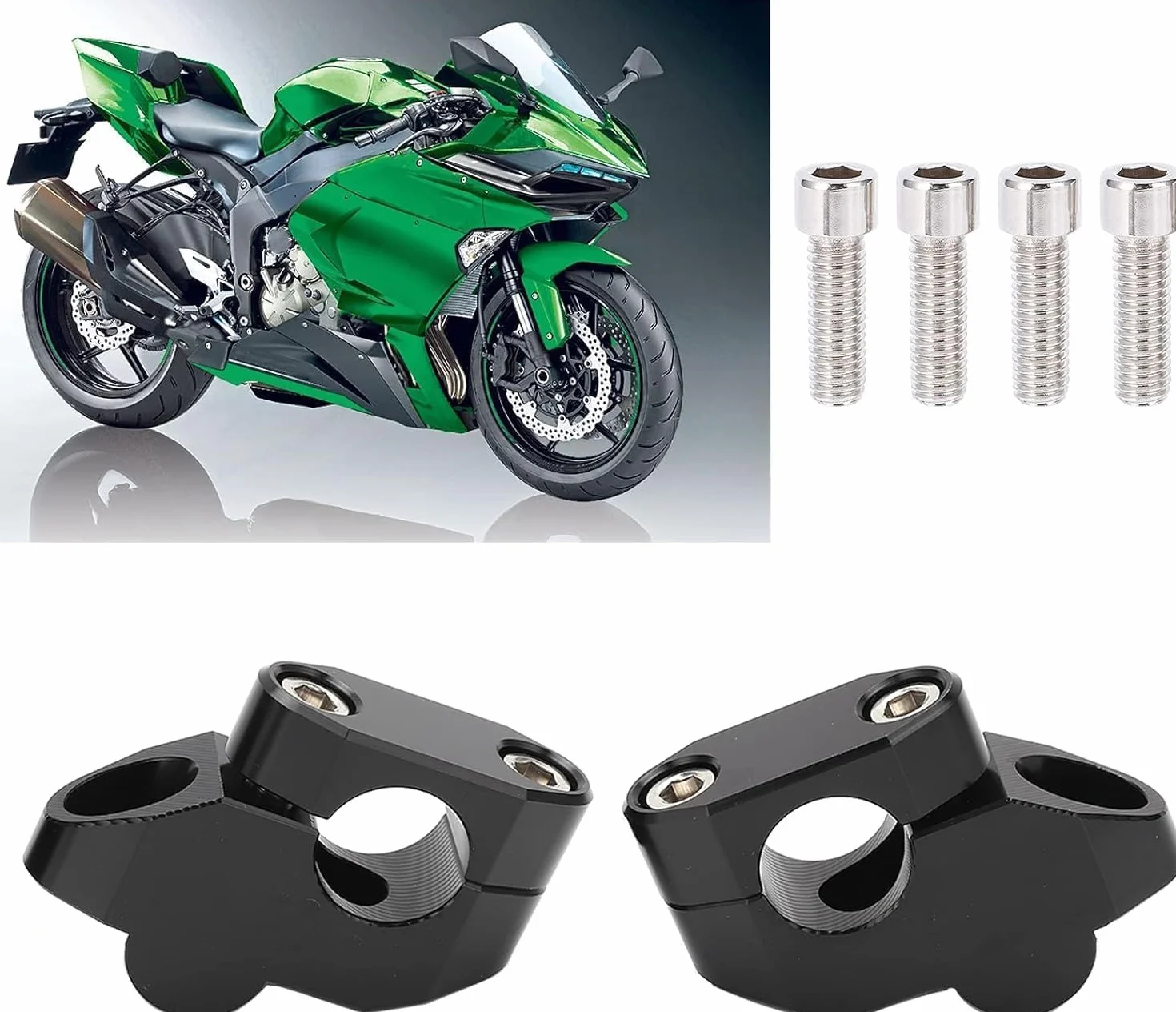 Aramox Adapter Wysokości Kierownicy 7/8 Cala CNC Uniwersalny Wspornik Kierownicy ze Stopu Aluminium Czarny