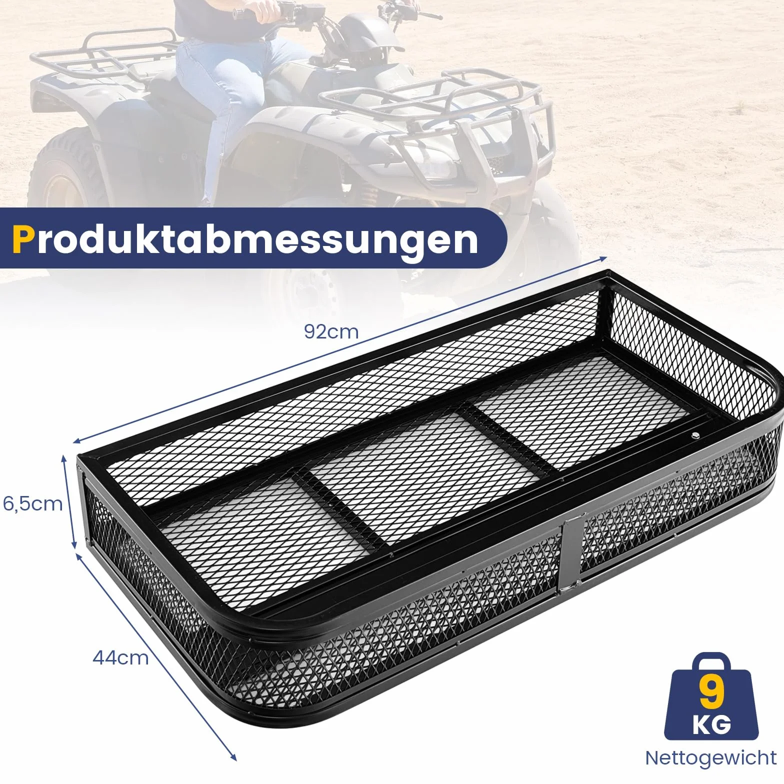 COSTWAY ATV, kosz na bagażnik przedni, kosz na bagażnik, ATV/UTV, przechowywanie akcesoriów, 92 x 44 x 16,5 cm