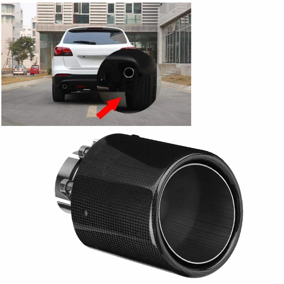 Qiilu Końcówka rury wydechowej uniwersalna 63-114 mm włókno węglowe