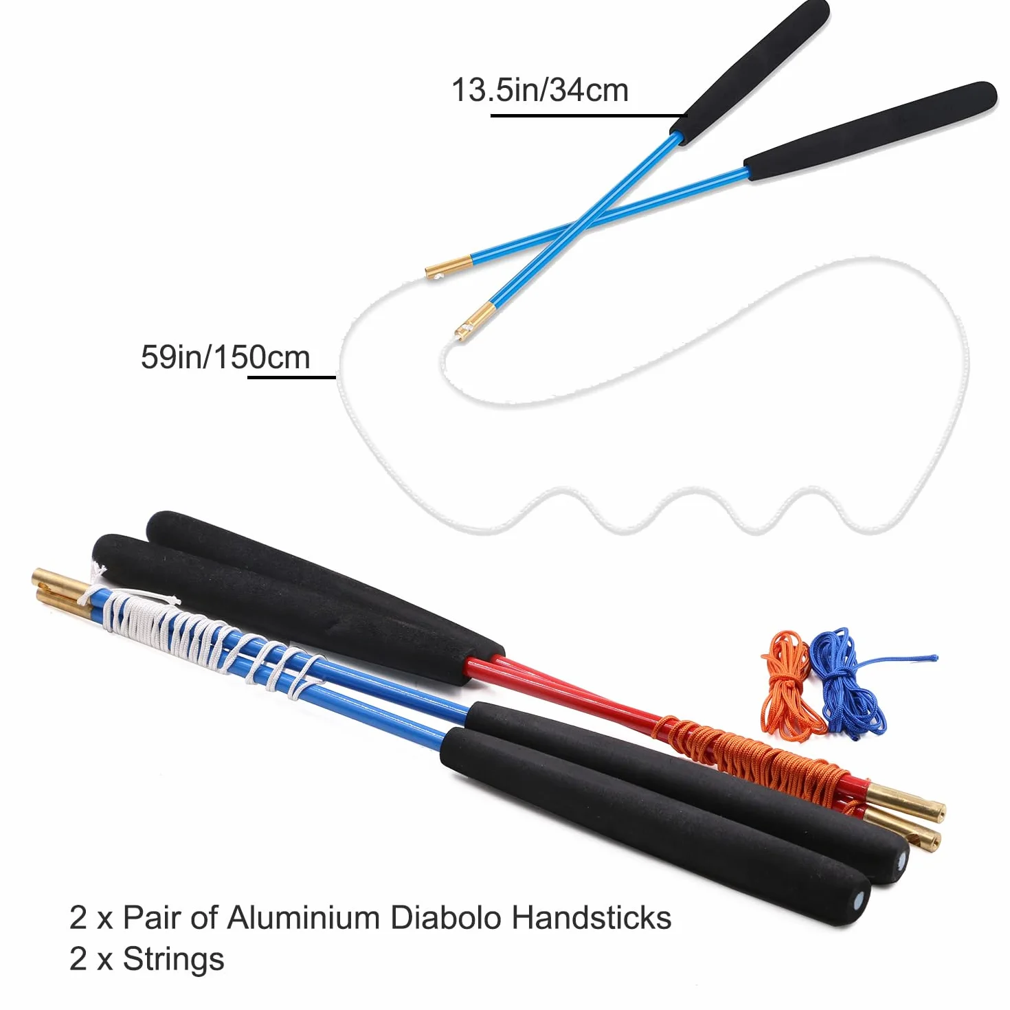 MAGICYOYO MD01 Grand Diabolo Professional potrójne łożyska z 2 parami wskaźników + 4 szpikulec, zestaw żonglerów dla dzieci, dorosłych i początkujących, czerwony